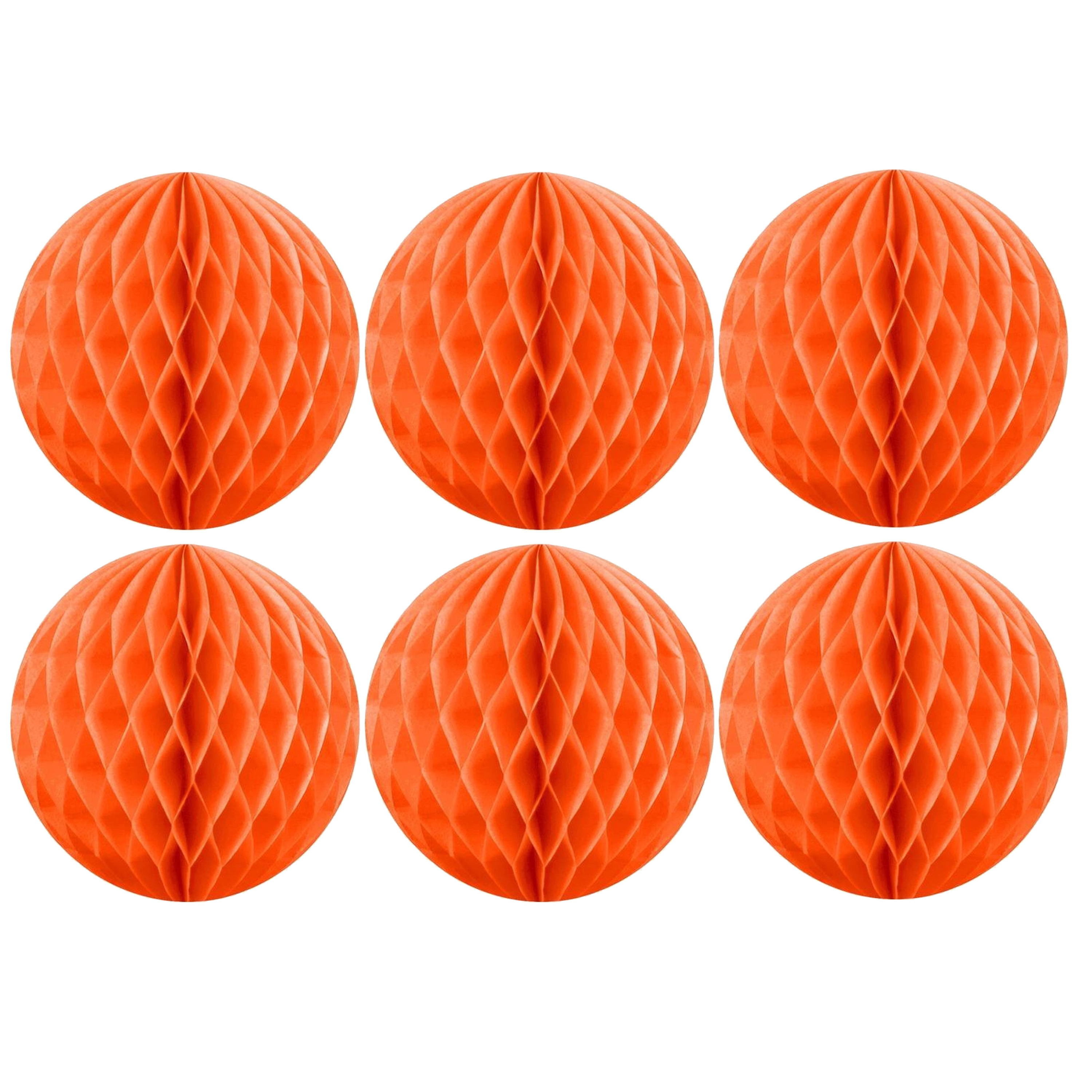Papieren kerstballen - 6x - oranje - 10 cm - kerstversiering -