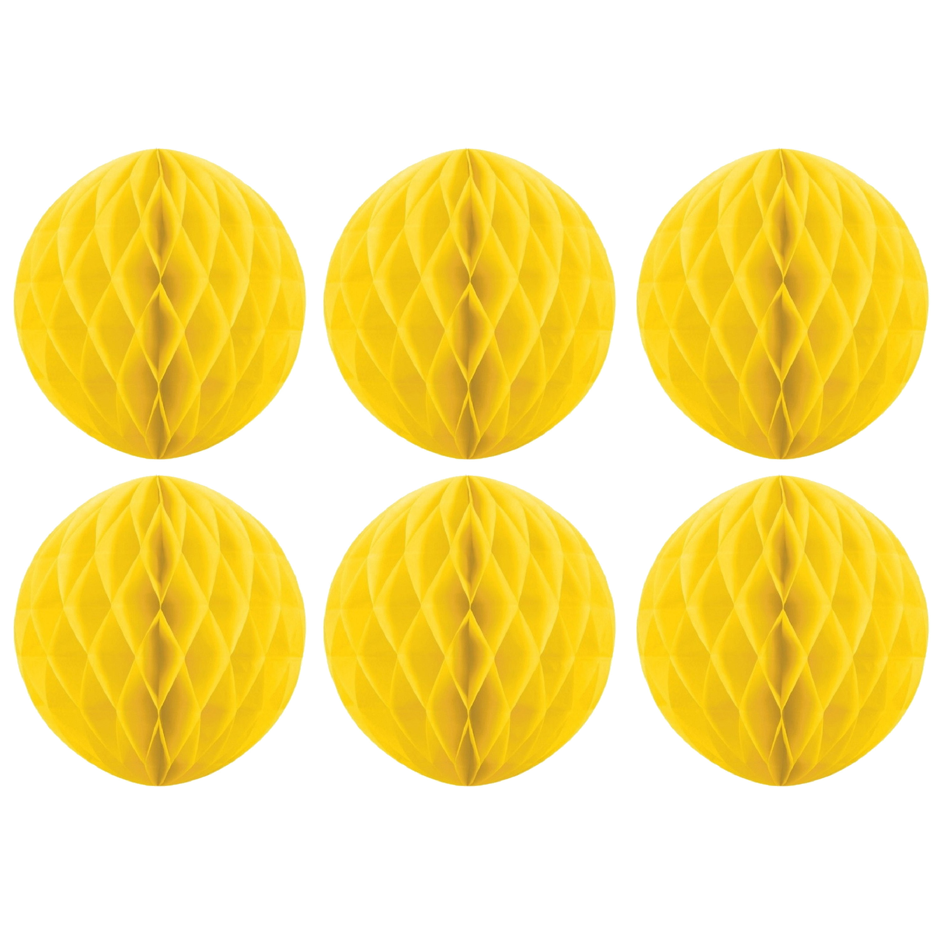 Papieren kerstballen - 6x - geel - 10 cm - kerstversiering -