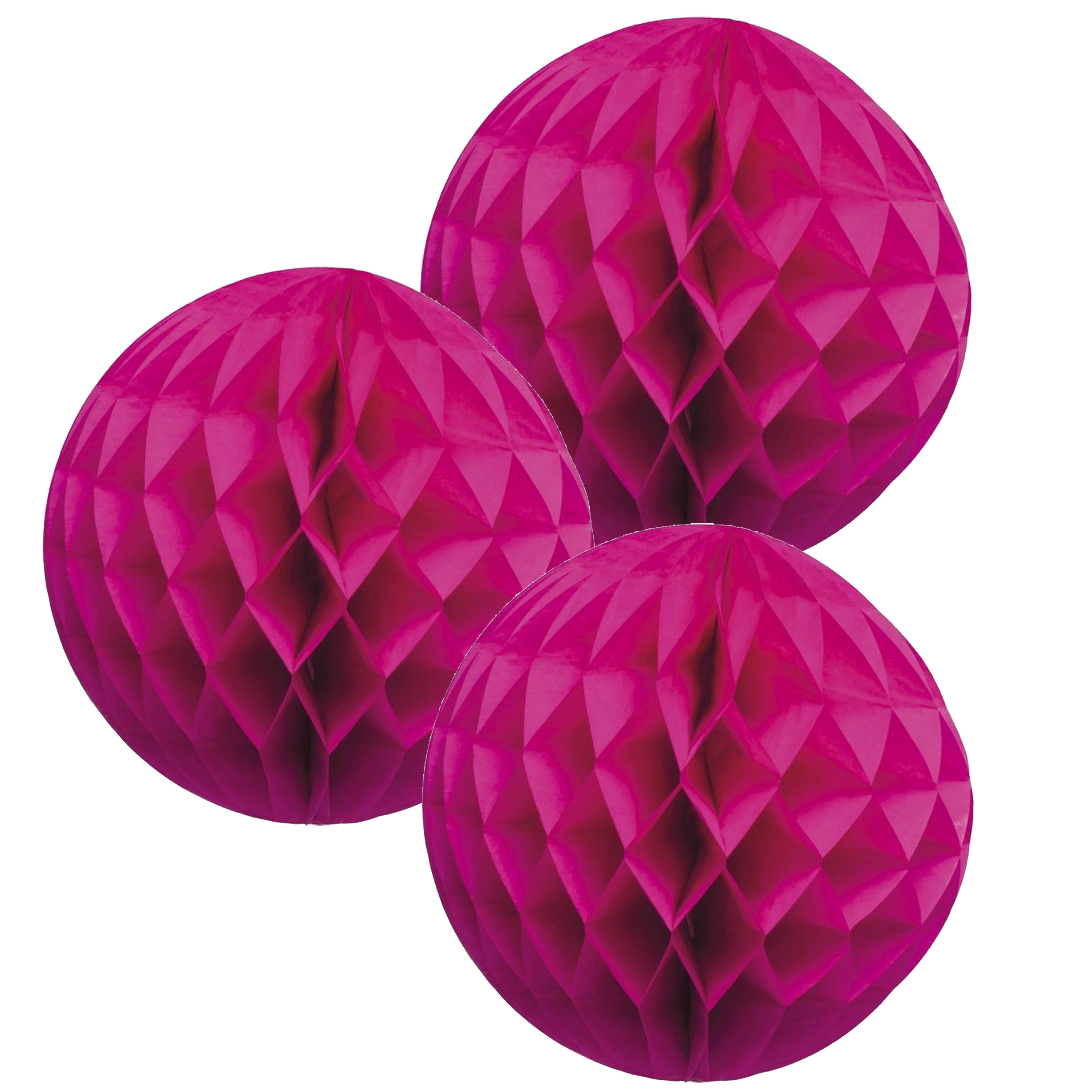 Papieren kerstballen - 3x - roze - 10 cm - kerstversiering -