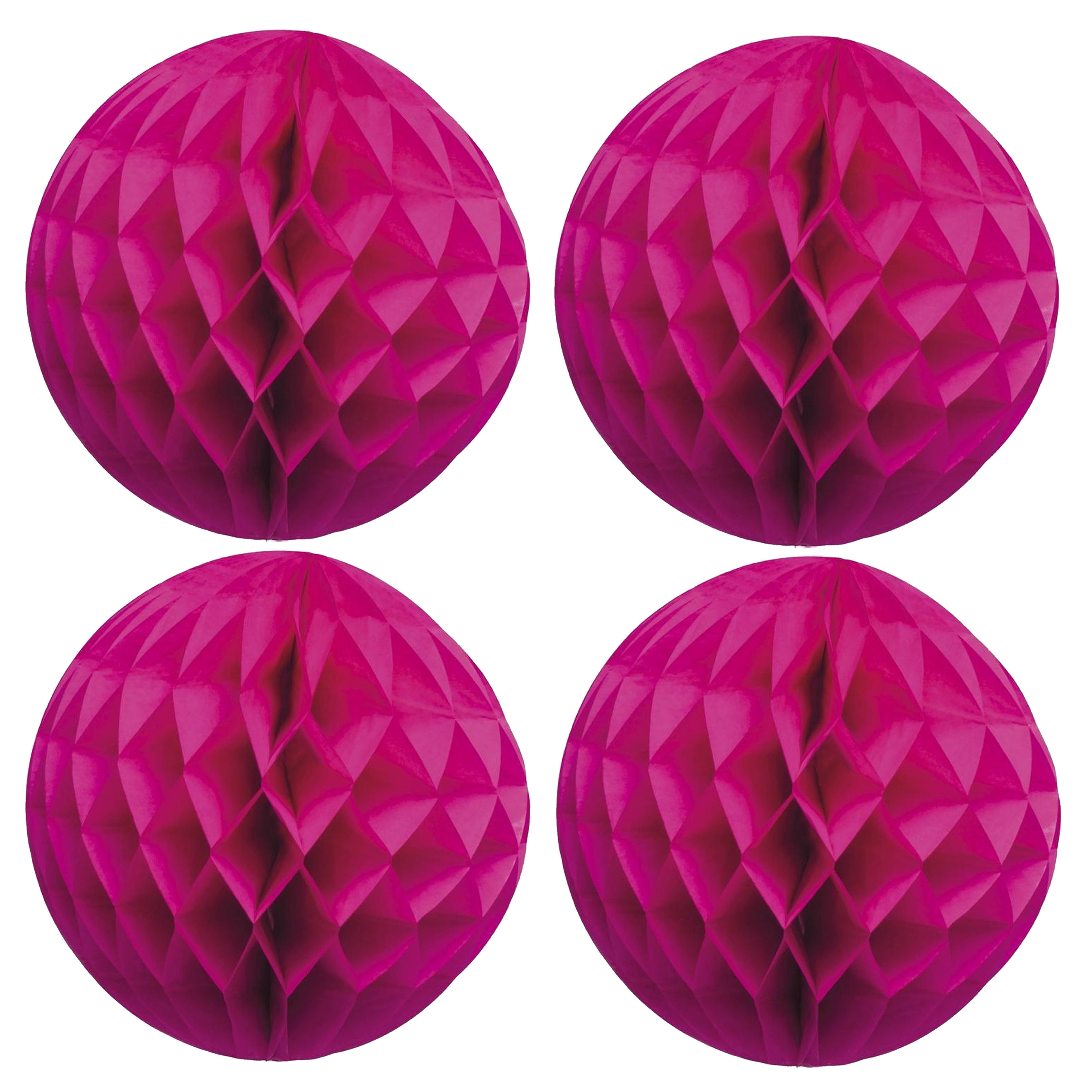 Papieren kerstballen - 4x - roze - 10 cm - kerstversiering -