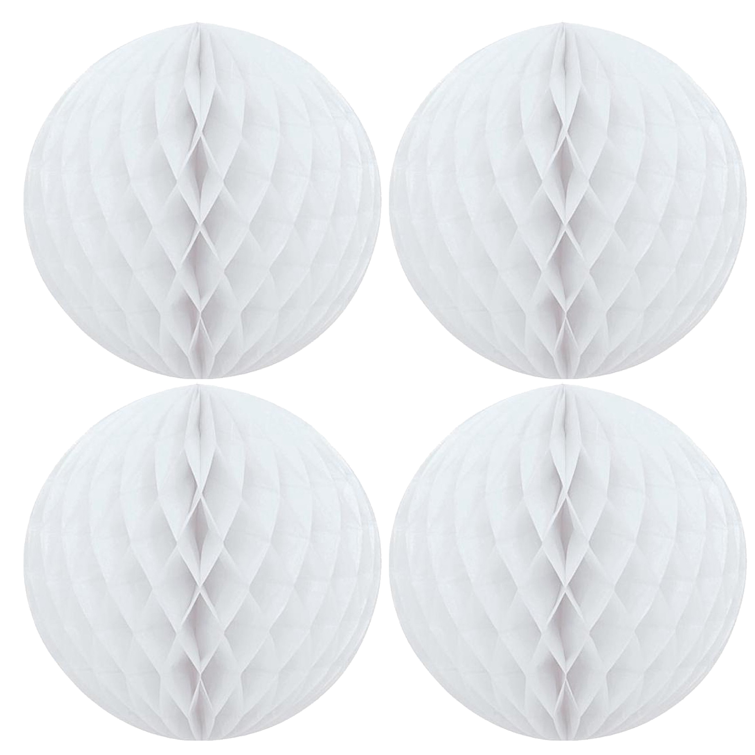 Papieren kerstballen - 4x - wit - 10 cm - kerstversiering -