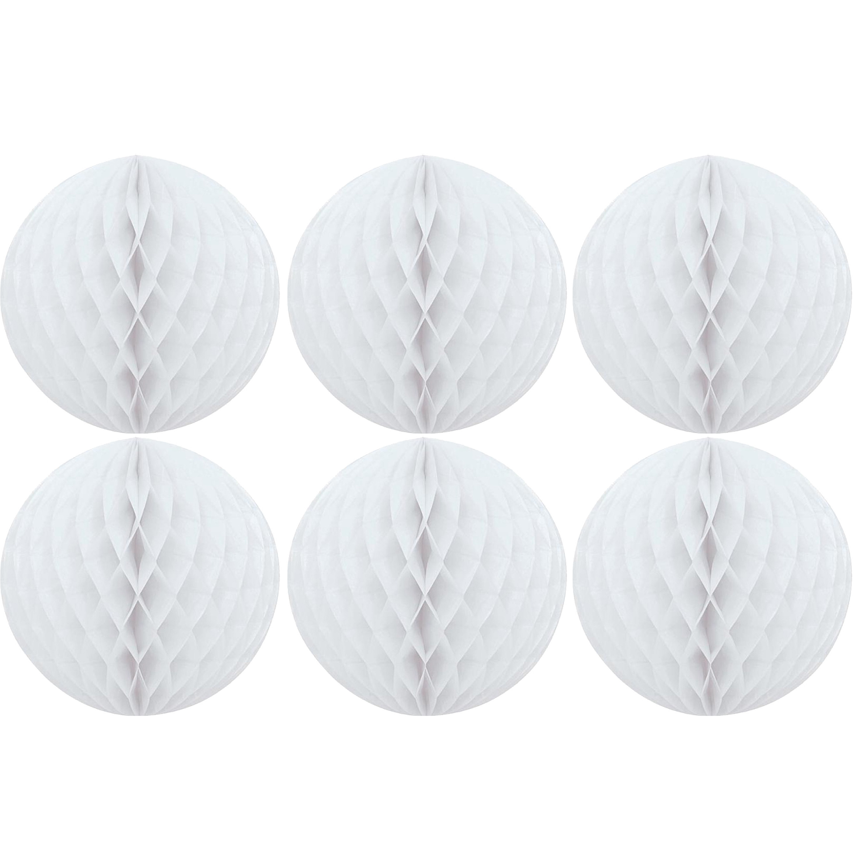 Papieren kerstballen - 6x - wit - 10 cm - kerstversiering -