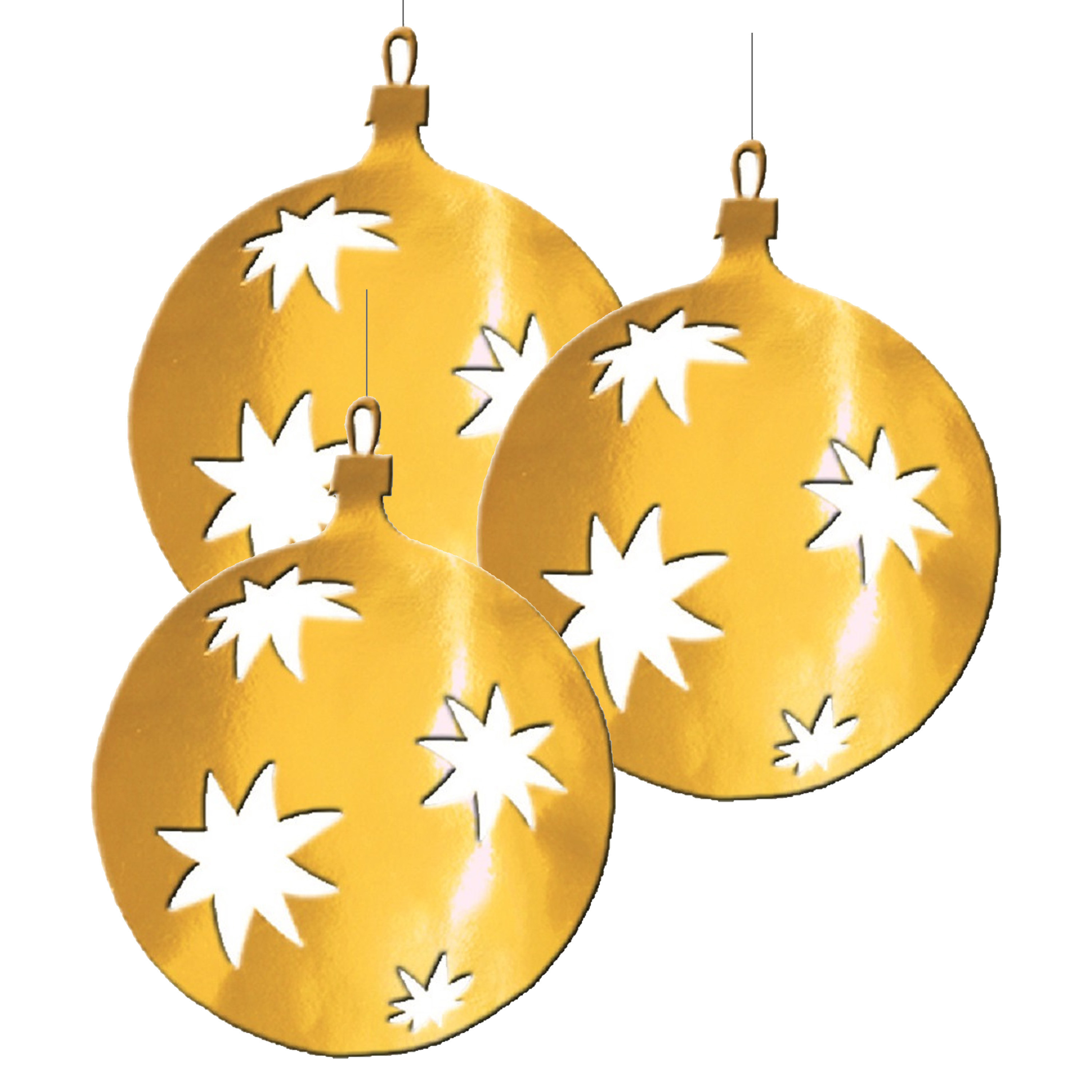 Grote kerstballen hangdecoraties - 3x - goud - Dia 40 cm - karton - Kerstversiering -