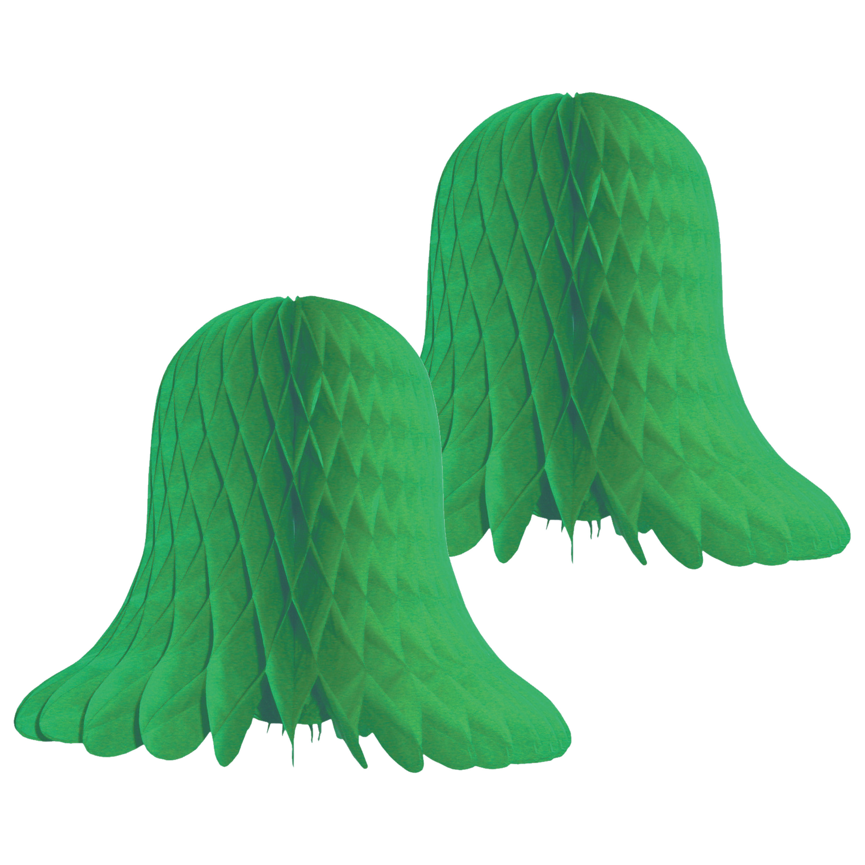 Kerstklokken lampionnen - 2x - groen - 30 x 30 cm - Kerstversiering - Papier -