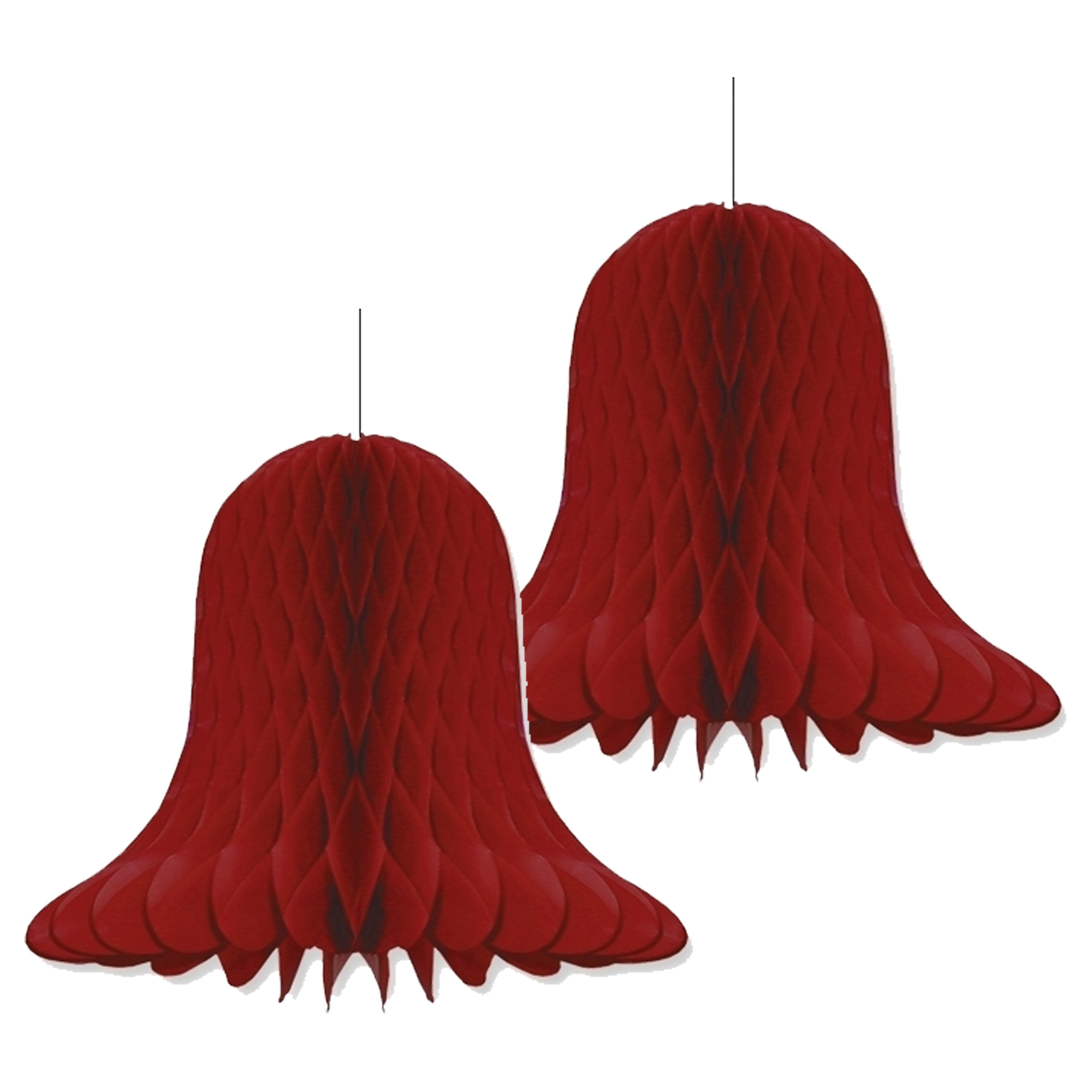 Kerstklokken lampionnen - 2x - aubergine - 30 x 30 cm - Kerstversiering - Papier -