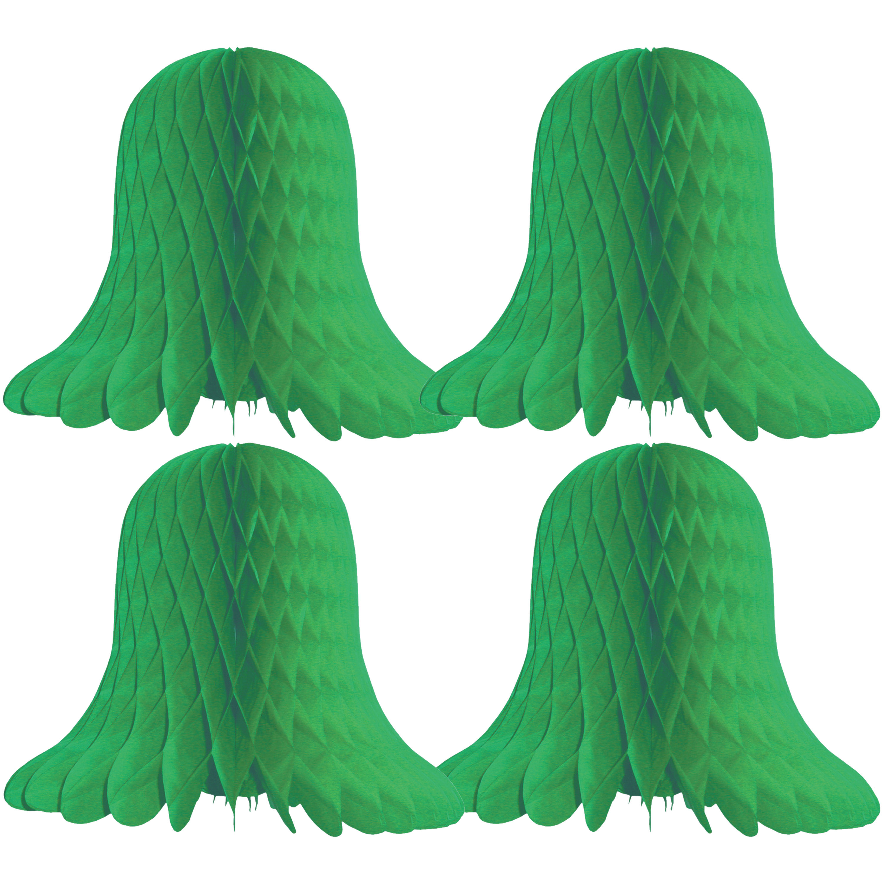 Kerstklokken lampionnen - 4x - groen - 30 x 30 cm - Kerstversiering - Papier -