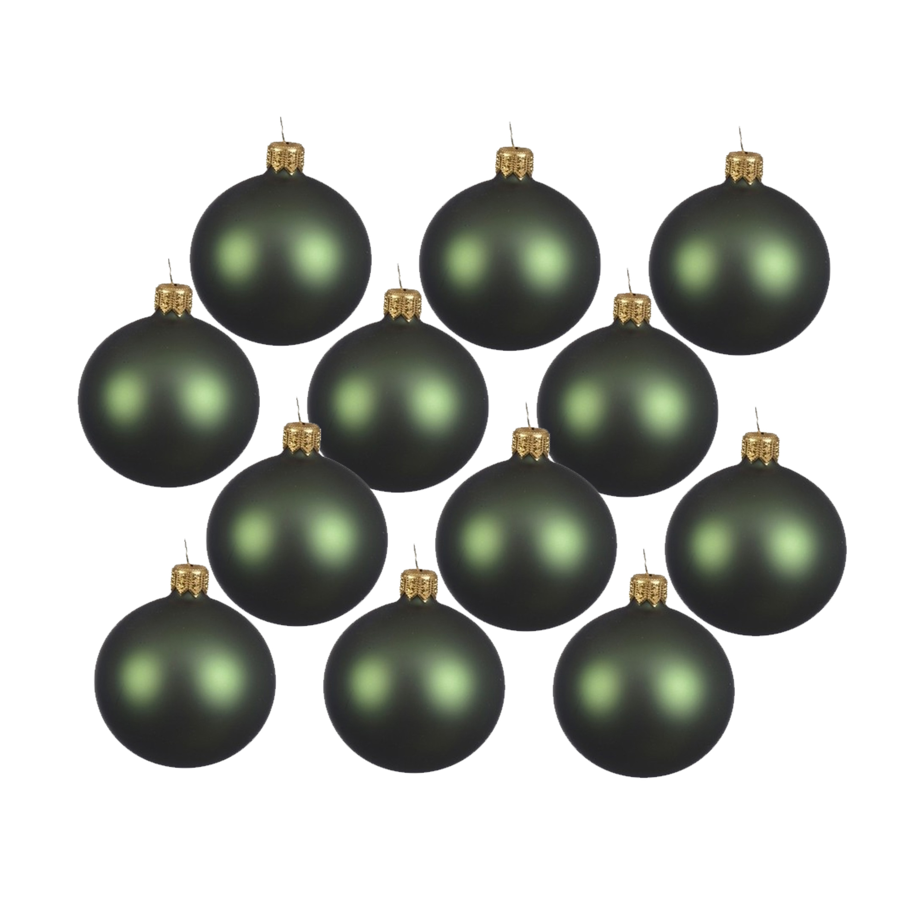 Decoris kerstballen - 12x - donkergroen - 8 cm - glas - mat - velvet - kerstversiering -