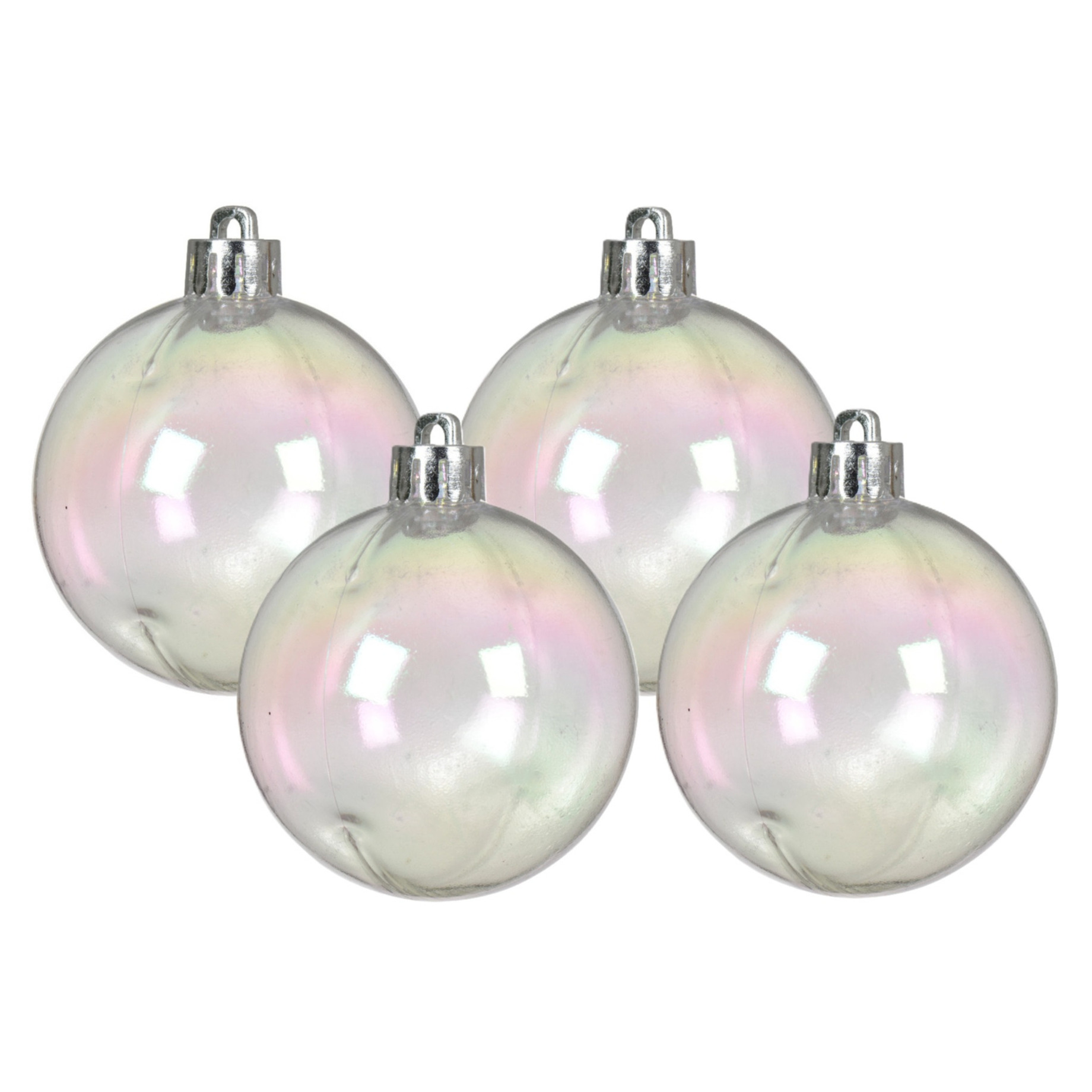 Decoris kerstballen - 8x stuks - 10 cm - transparant parelmoer - kunststof -