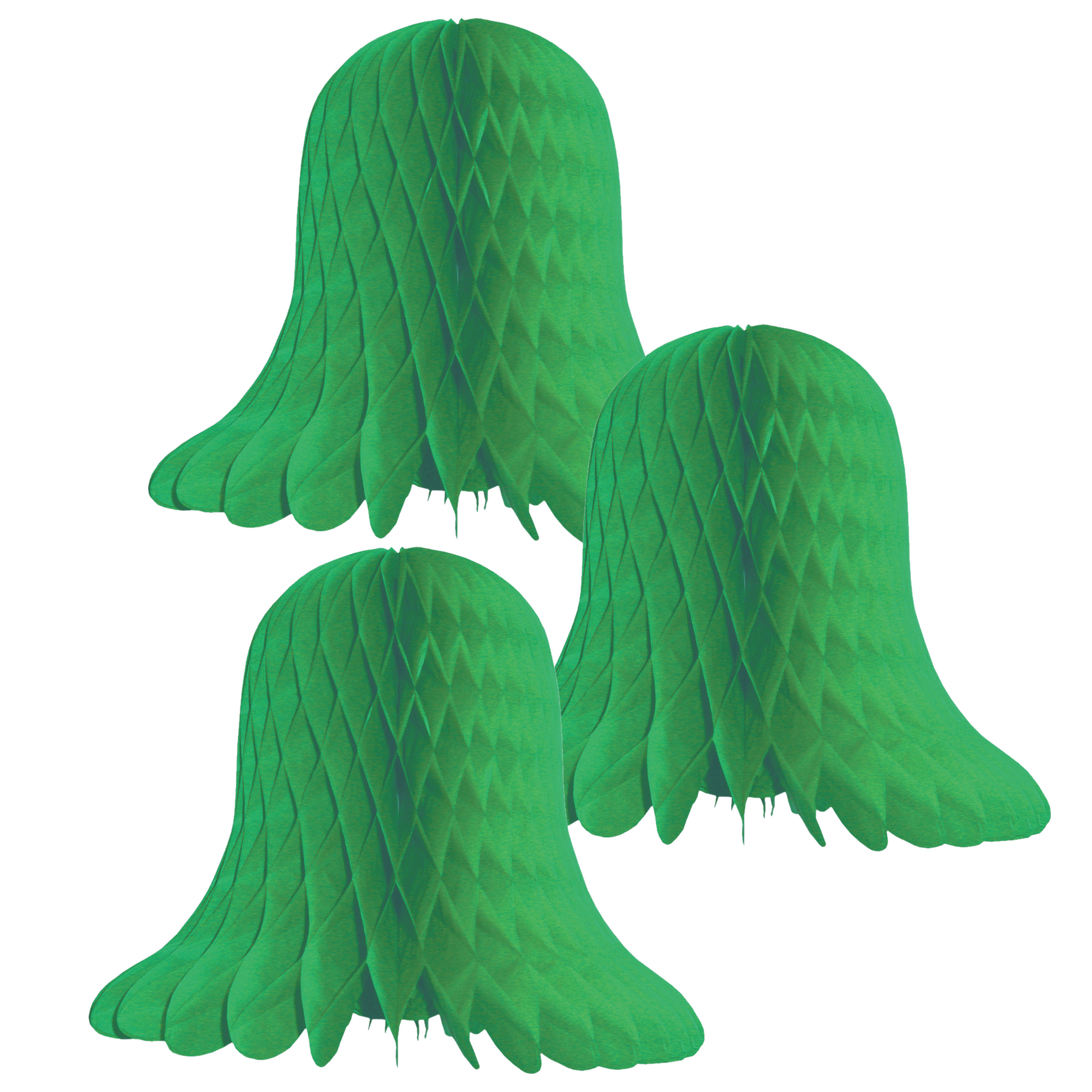Kerstklokken lampionnen - 3x - groen - 30 x 30 cm - Kerstversiering - Papier -