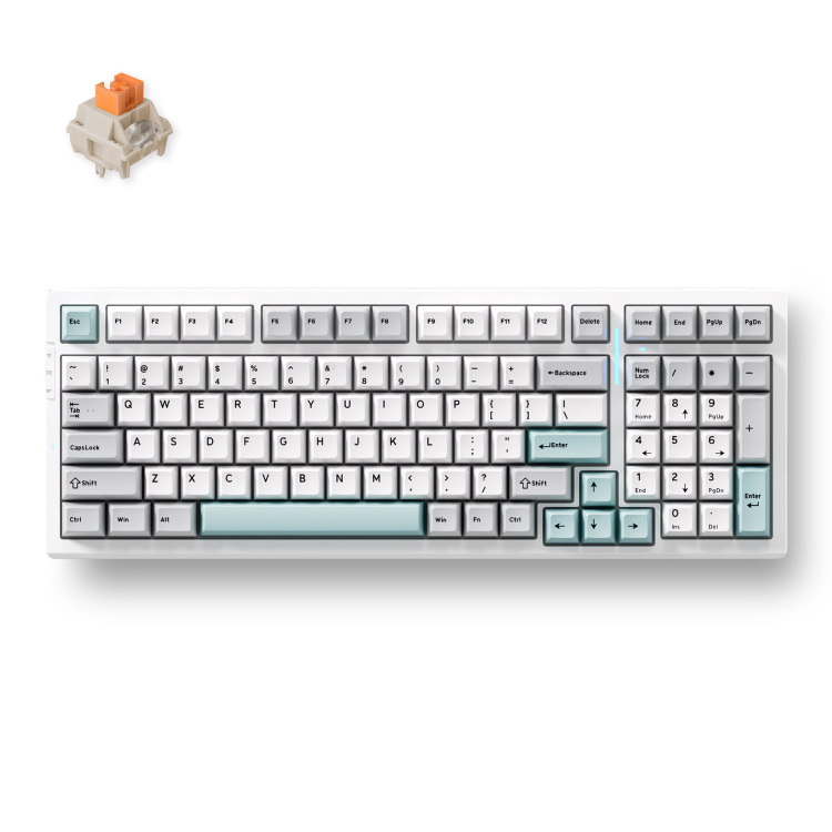 MCHOSE G98 Pro Gray Blue Flame Orange Wireless Tri-Mode Custom Mechanical gaming toetsenbord 98%, Double-Shot PBT, RGB, draadloos / Bluetooth / USB-C
