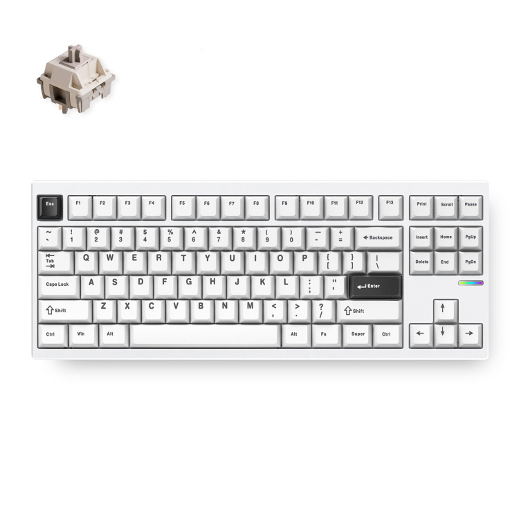 MCHOSE GX87 Ultra: White Electrophoresis Vintage White Aluminum Custom Mechanical toetsenbord 80% TKL, Double-Shot PBT, RGB, draadloos / Bluetooth / USB-C