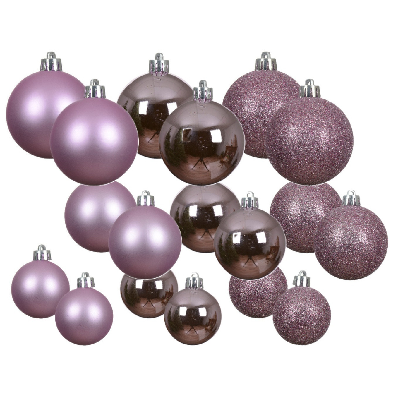 Decoris kerstballen - 60x stuks - 4, 5 en 6 cm - lila paars - kunststof -