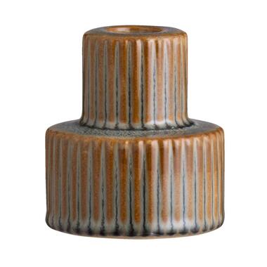 Kandelaar Ribe - bruin - keramiek - 8xØ7 cm - Leen Bakker