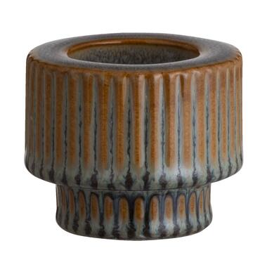 Kandelaar Ribe - bruin - keramiek - 6xØ7 cm - Leen Bakker