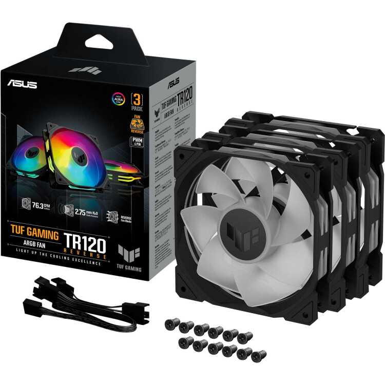 ASUS TUF Gaming TR120 ARGB Reverse fan Pack, 3 stuks case fan