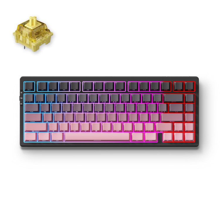 MCHOSE G75 Pro Black Pink Cream Shaft Tri-mode Gasket Structure Mechanical gaming toetsenbord 75%, Side engraved PBT, RGB, draadloos / Bluetooth / USB-C