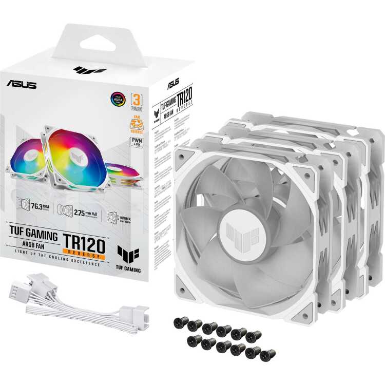 ASUS TUF Gaming TR120 ARGB Reverse fan Pack, 3 stuks case fan