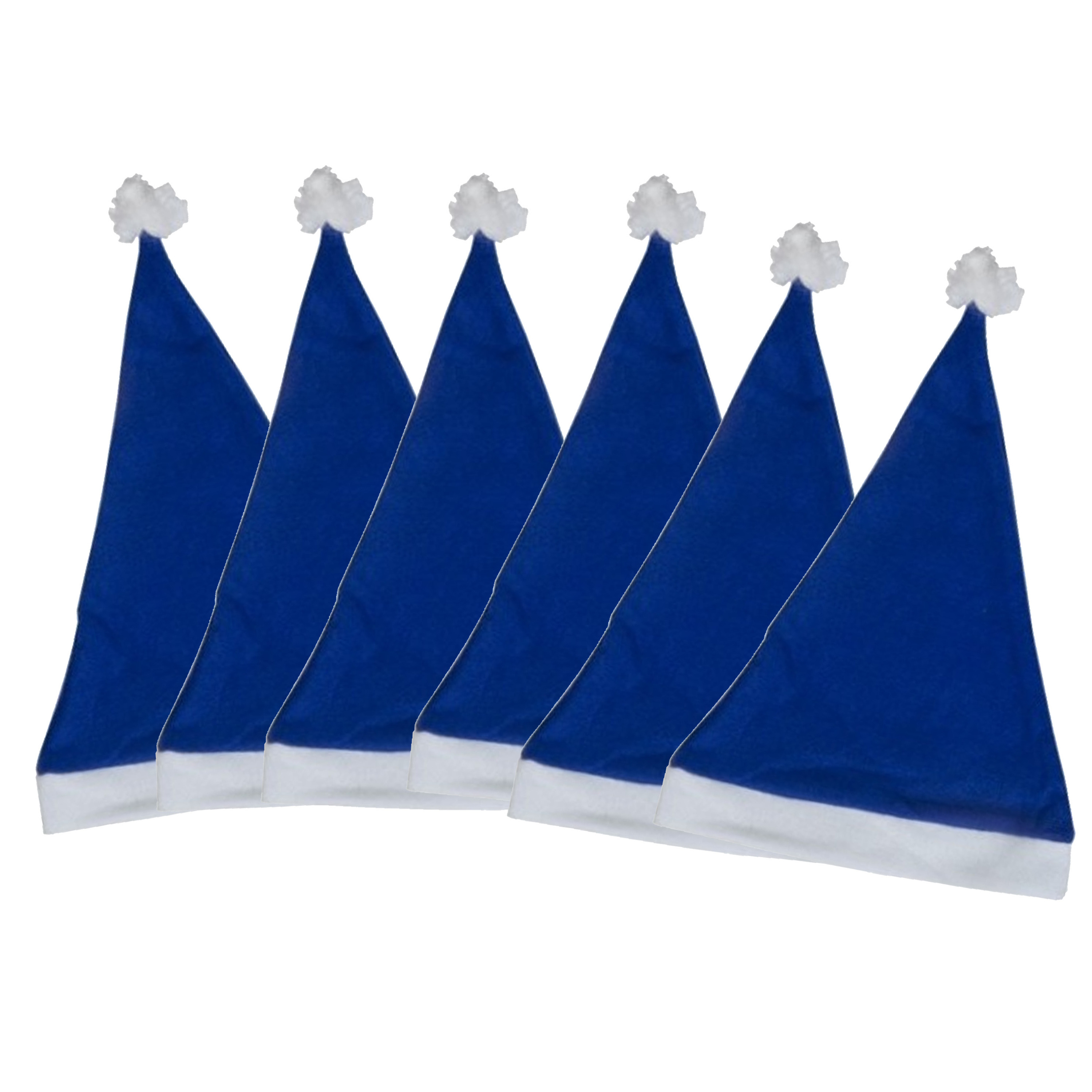 Voordelige kerstmuts - 25x - blauw - voor volwassenen - polyester - 59 cm - kerstaccessoires -