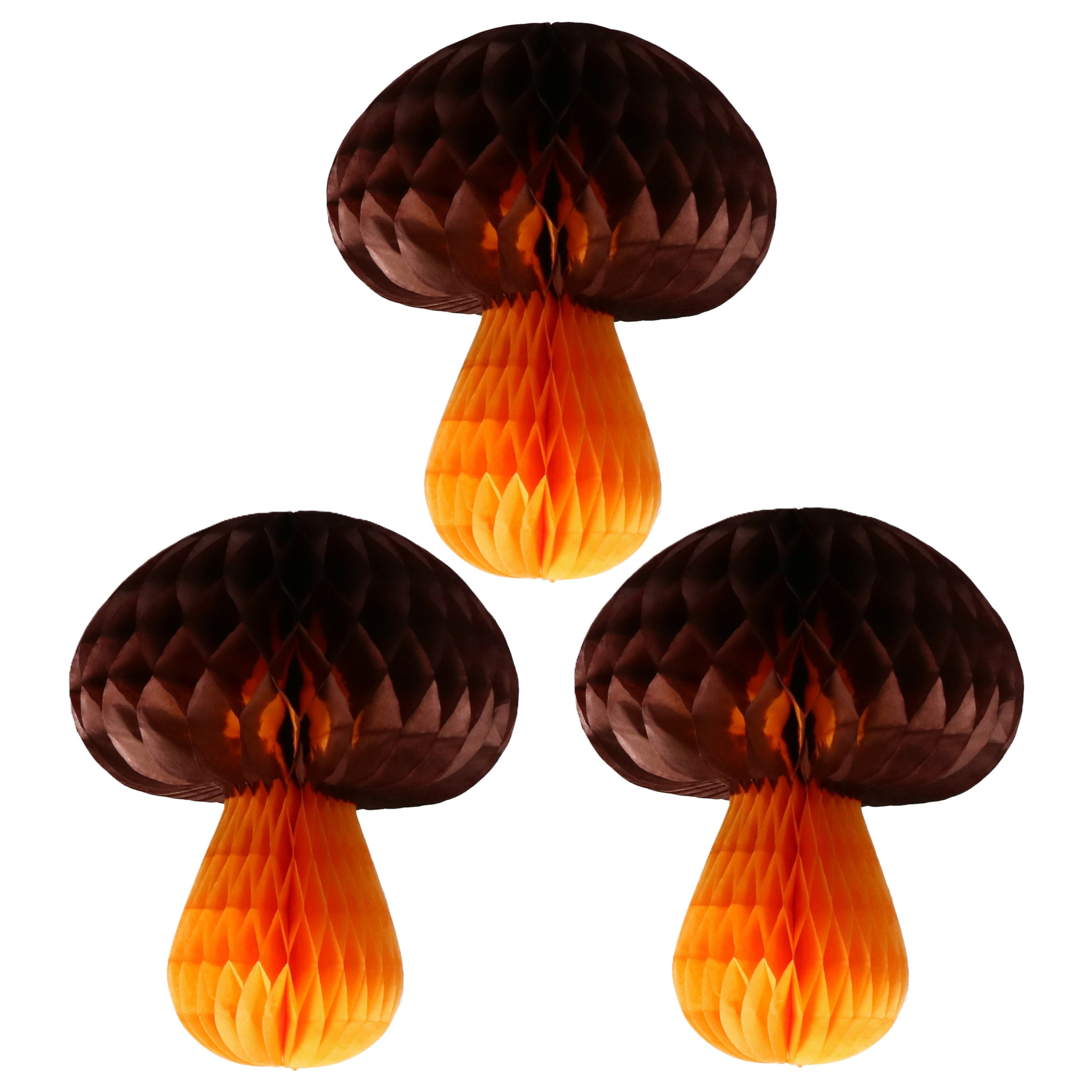 Hangdecoratie herfst thema paddenstoel bruin - 3x - 20 cm - herfst versiering - brandvertragend -