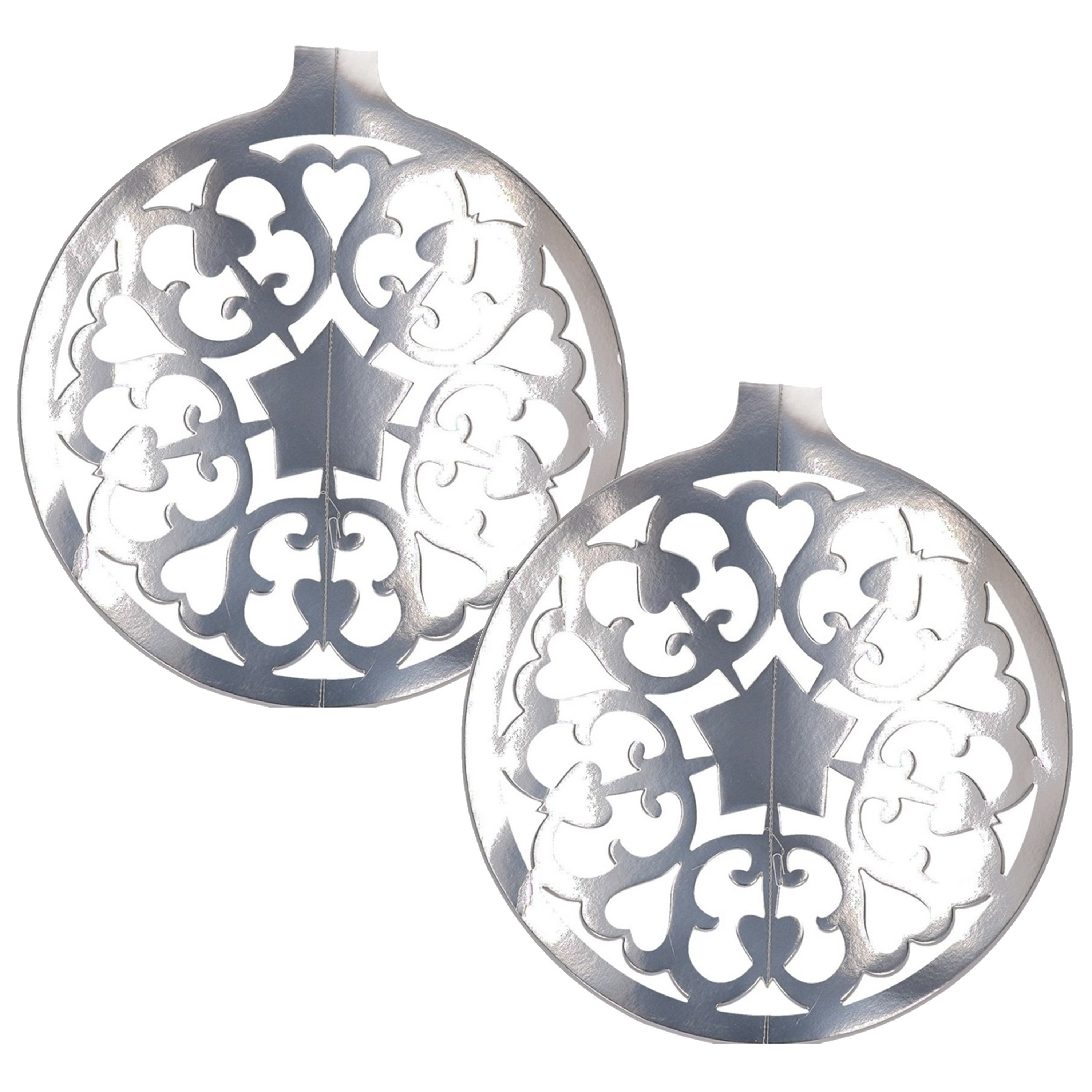 Grote Kerstbal hangdecoratie van karton - 2x - zilver - Dia 49 cm - Kerstversiering -