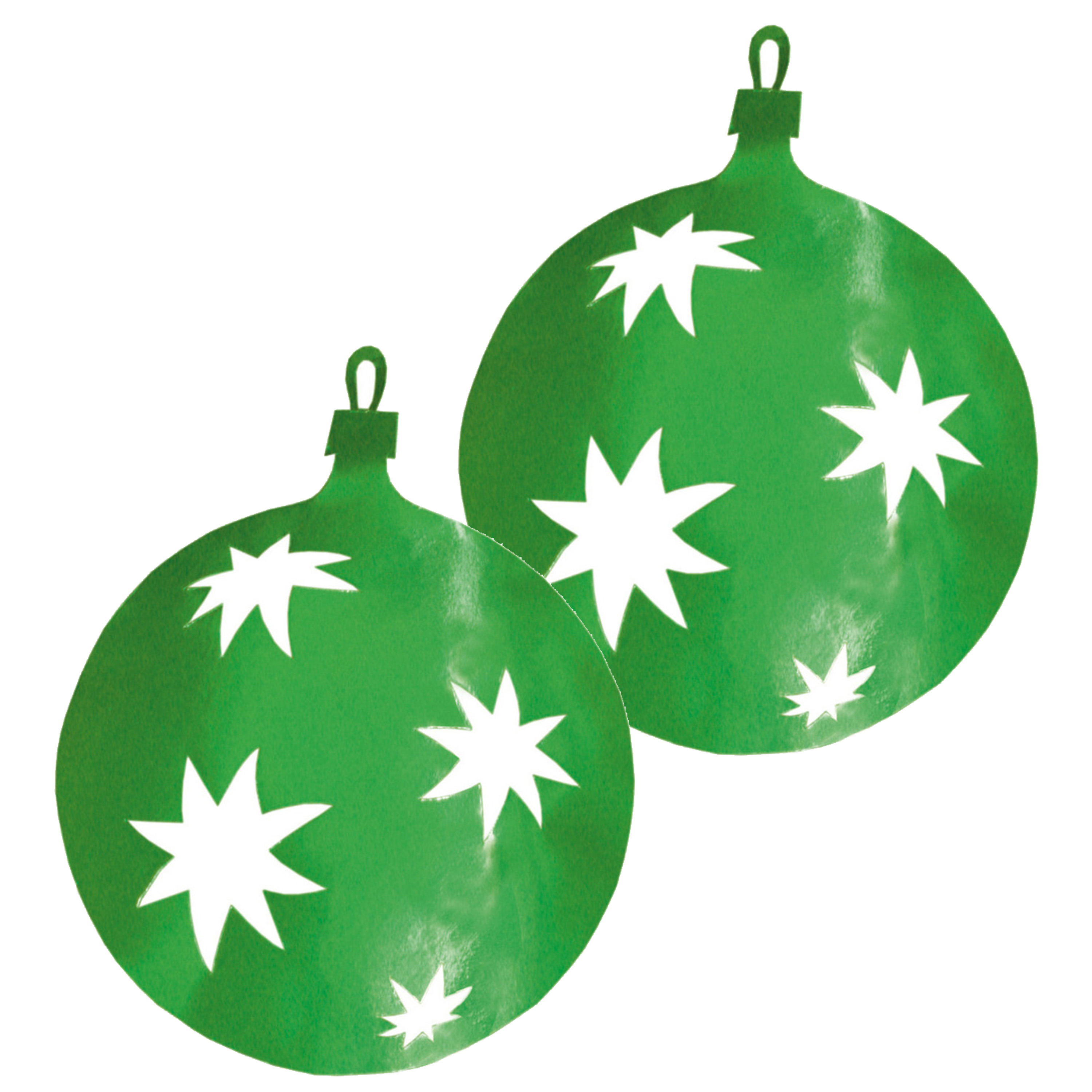 Grote Kerstbal hangdecoratie van karton - 2x - groen - Dia 30 cm - Kerstversiering -