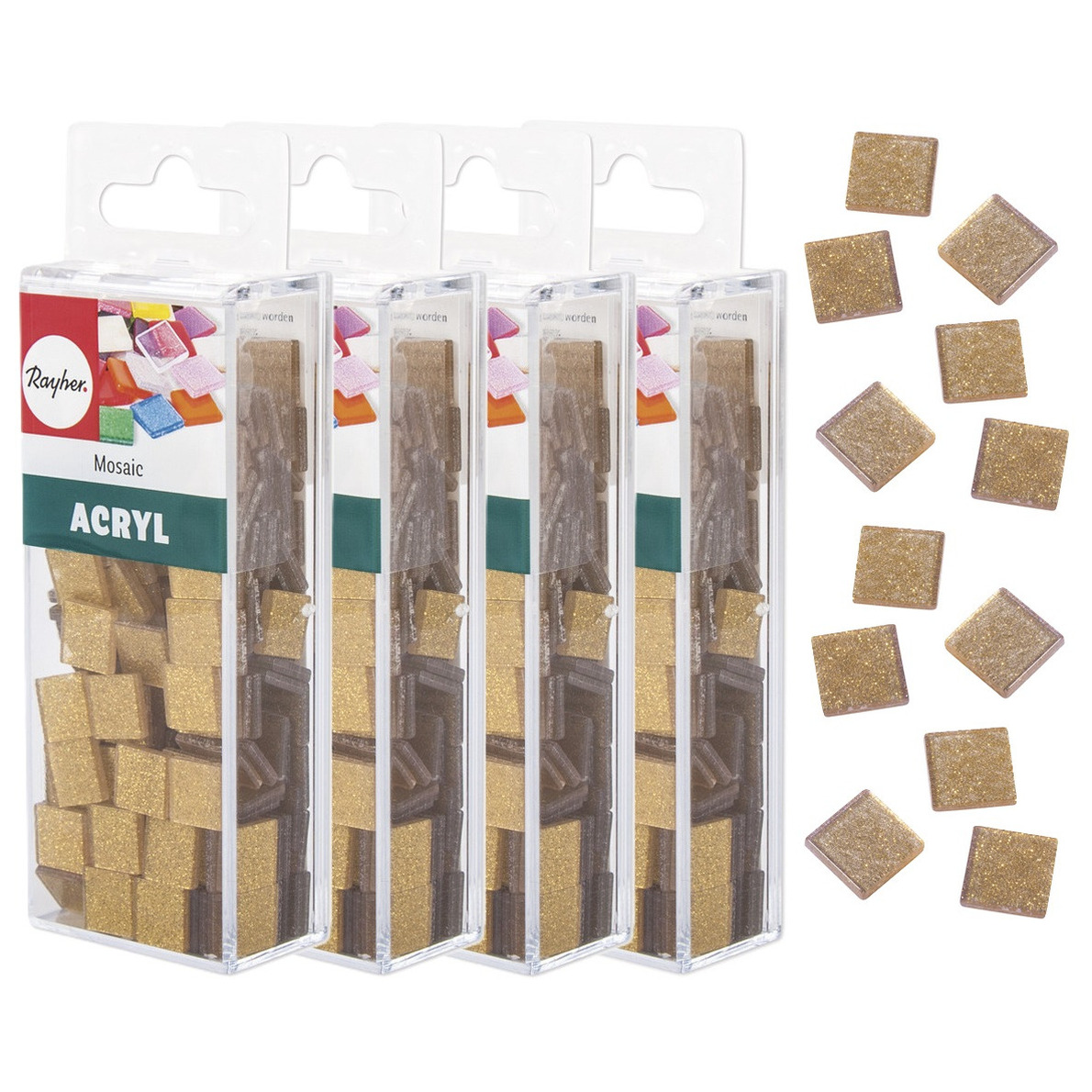 Mozaiek steentjes/tegeltjes - 820x stuks - goud - 1 x 1 cm - Mozaieken maken - Kunststof -