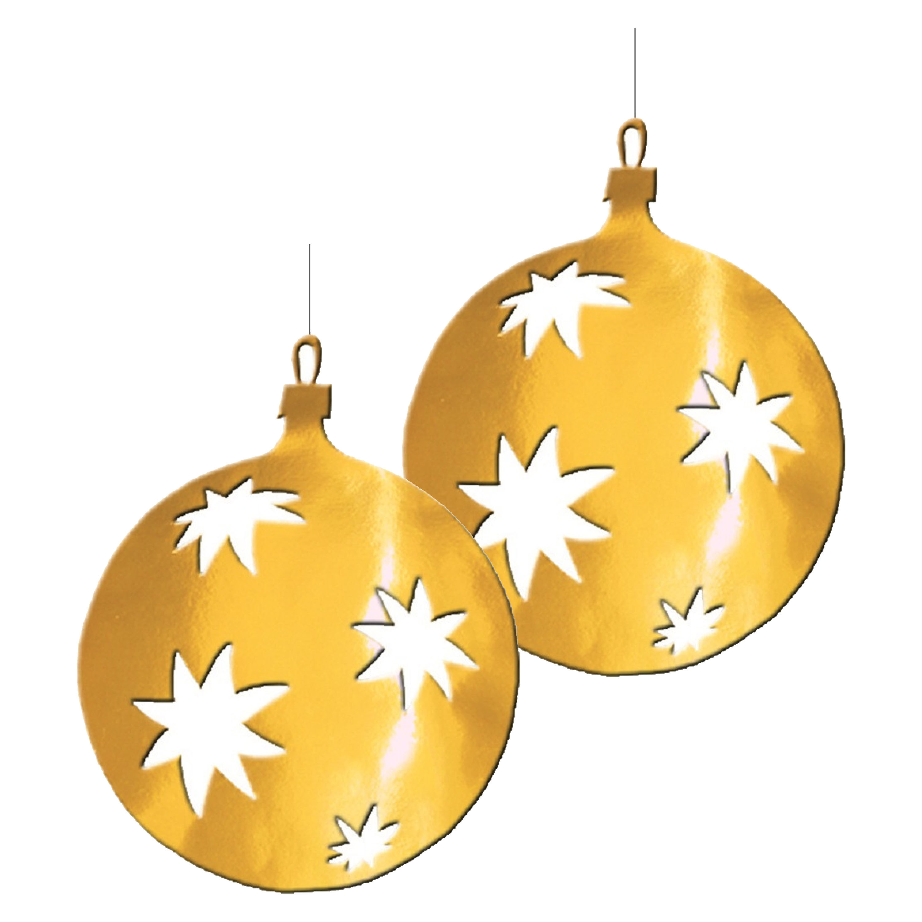 Grote Kerstbal hangdecoratie van karton - 2x - goud - Dia 30 cm - Kerstversiering -