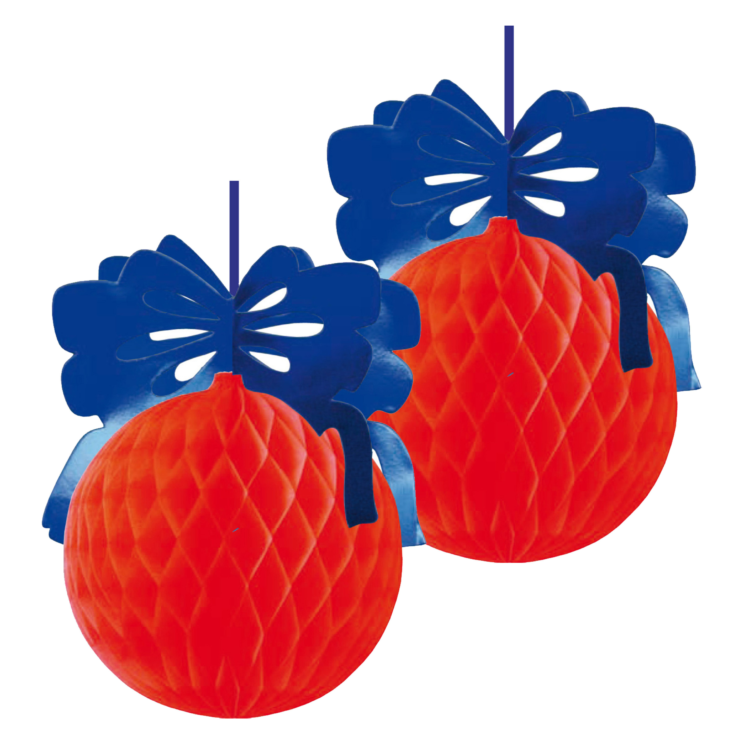 Kerstbal hangdecoratie - 2x - 42 x 30 cm - papier - brandvertragend - kerstversiering -