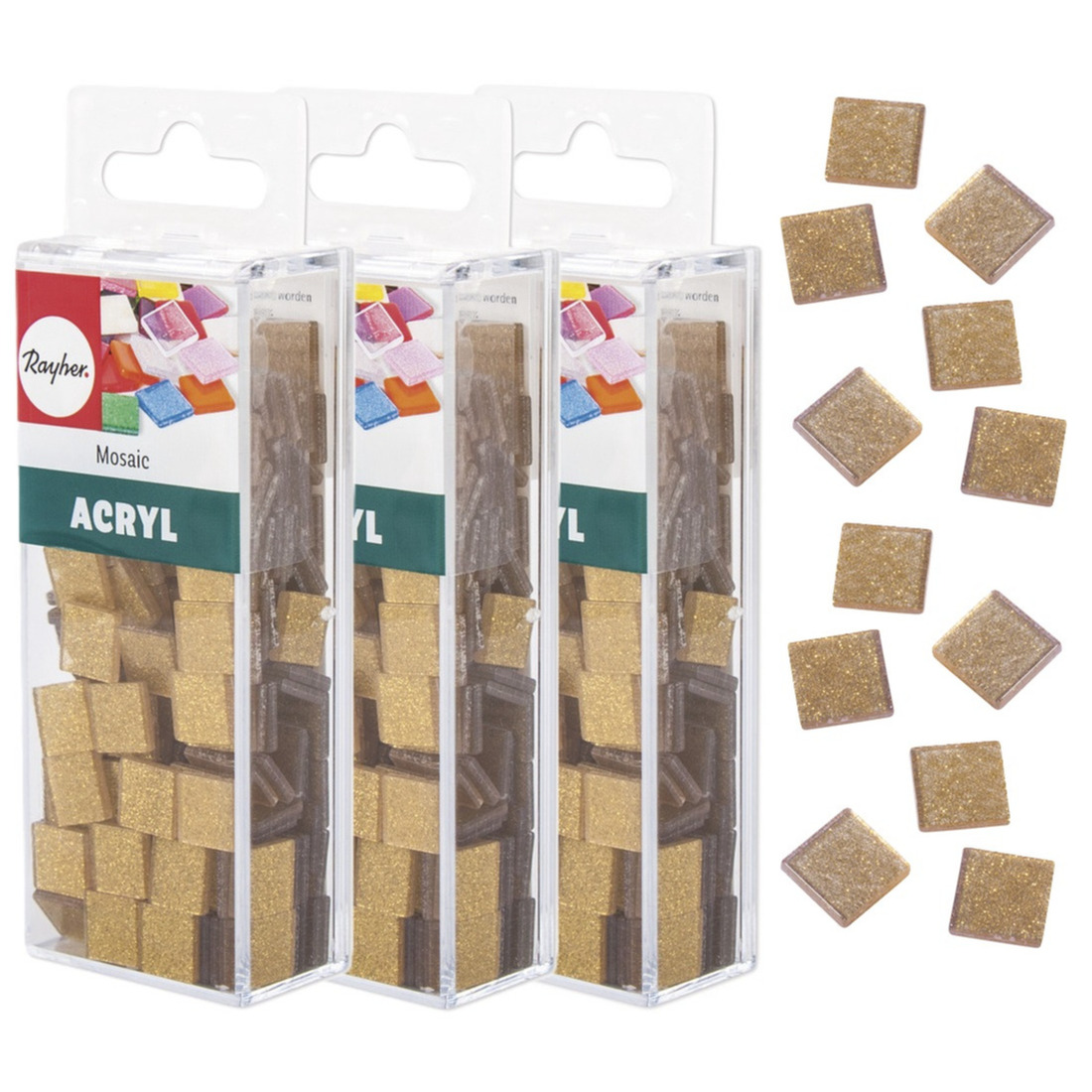Mozaiek steentjes/tegeltjes - 615x stuks - goud - 1 x 1 cm - Mozaieken maken - Kunststof -