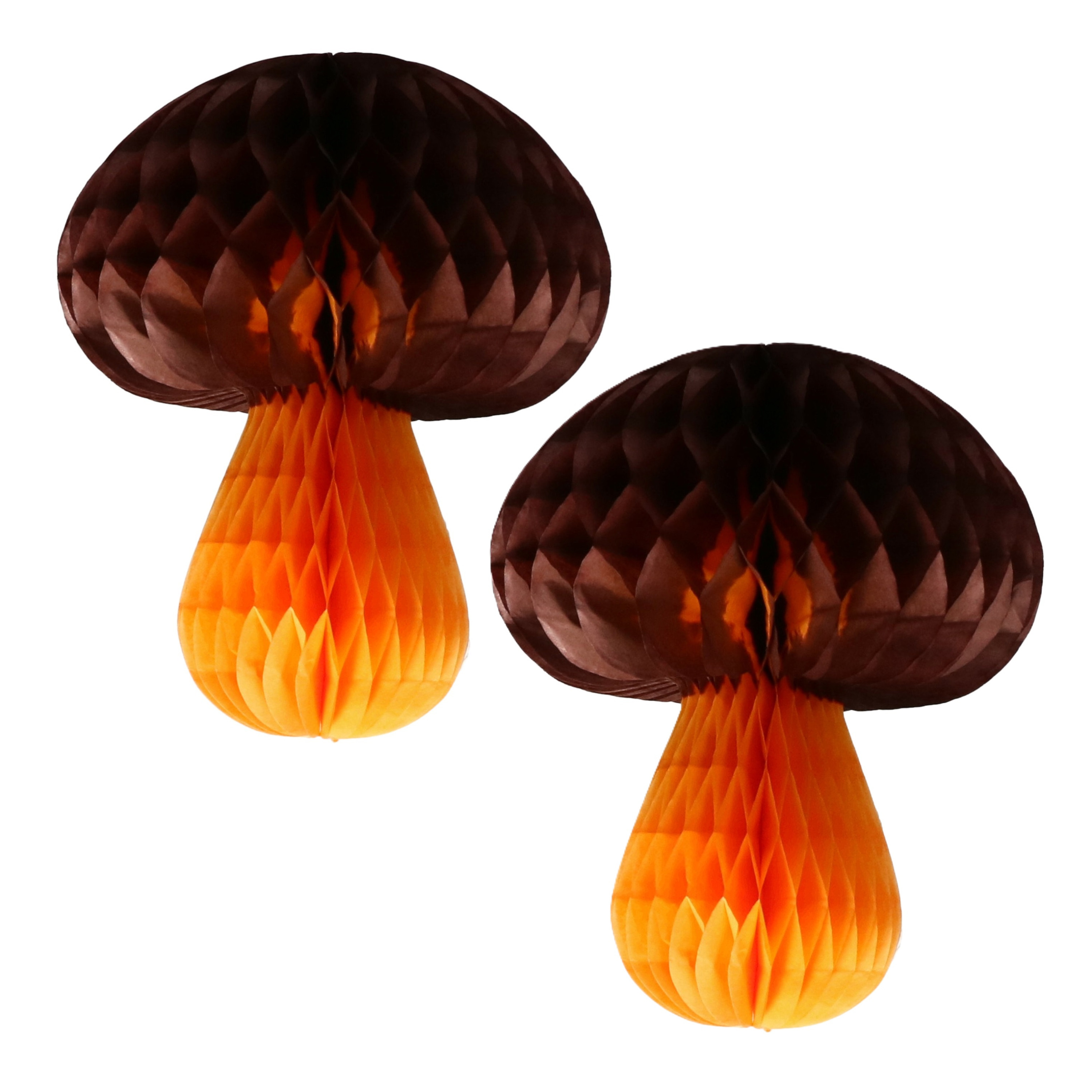 Hangdecoratie herfst thema paddenstoel bruin - 2x - 20 cm - herfst versiering - brandvertragend -