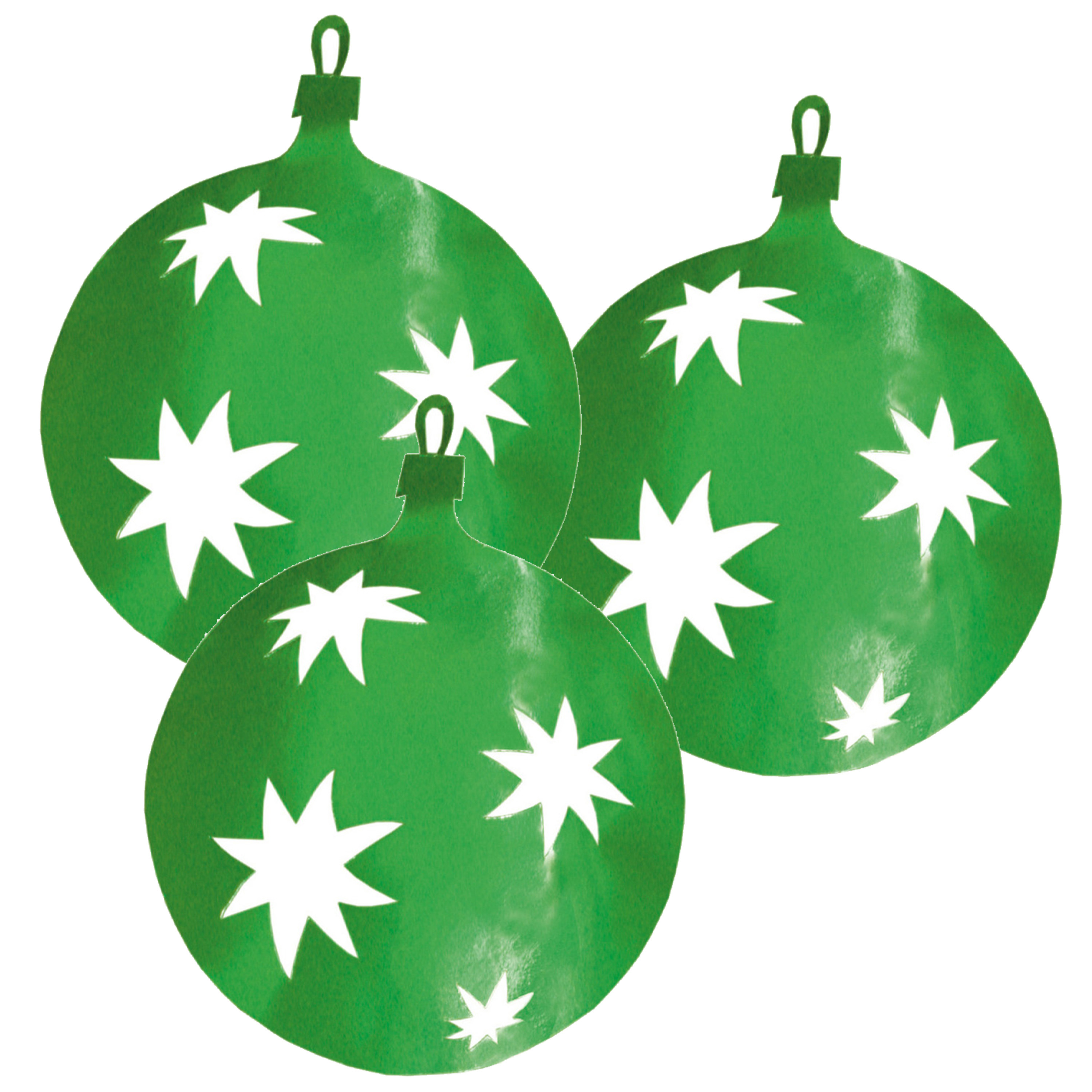 Grote Kerstbal hangdecoratie van karton - 3x - groen - Dia 30 cm - Kerstversiering -