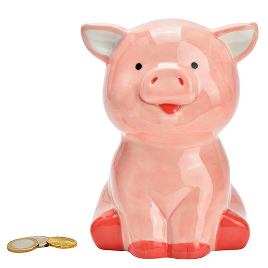 Spaarpot voor kind/volwassenen - Dieren thema Varken - keramiek - roze - 17 x 12 x 12 cm -