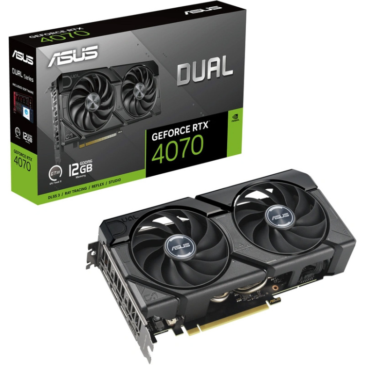 ASUS GeForce RTX 4070 DUAL 12G EVO grafische kaart 3x DisplayPort, 1x HDMI 2.1a, DLSS 3