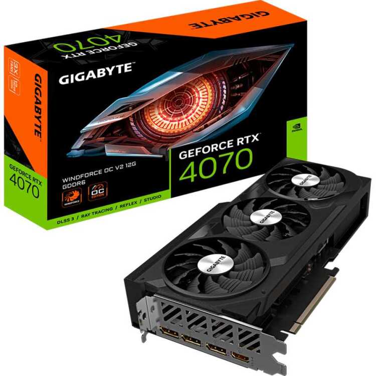 GIGABYTE GeForce RTX 4070 WINDFORCE OC V2 12G grafische kaart 1x HDMI, 3x DisplayPort, DLSS 3