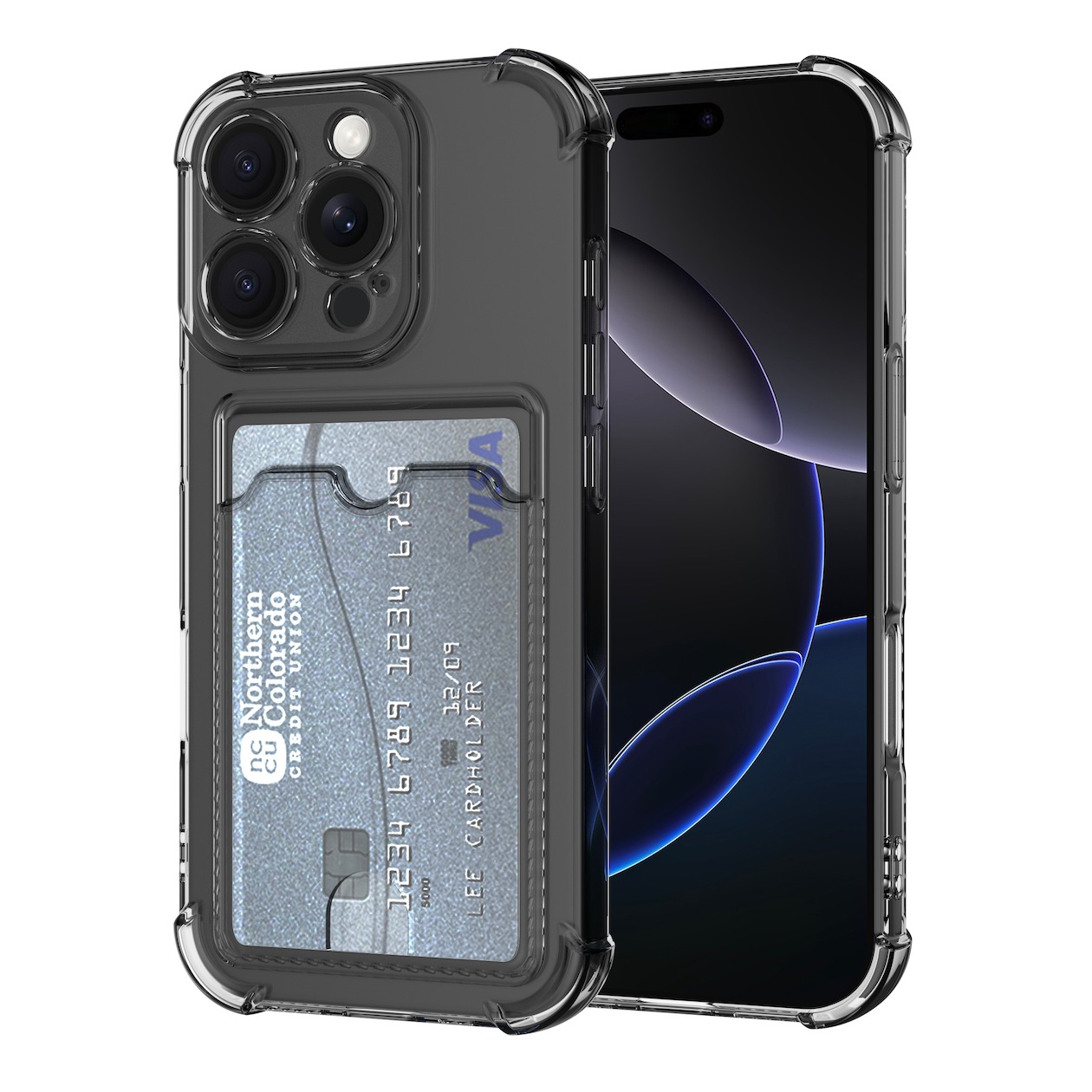 Just in Case Soft TPU Case met cardslot voor Apple iPhone 16 Pro Telefoonhoesje Transparant