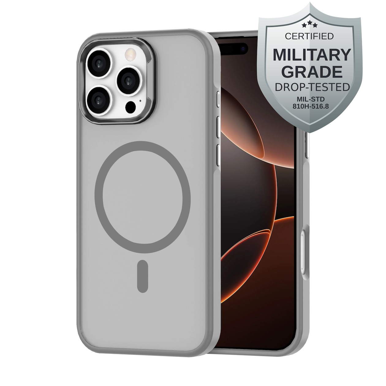 Just in Case Military Grade Case MagSafe voor Apple iPhone 16 Pro Max Telefoonhoesje Grijs