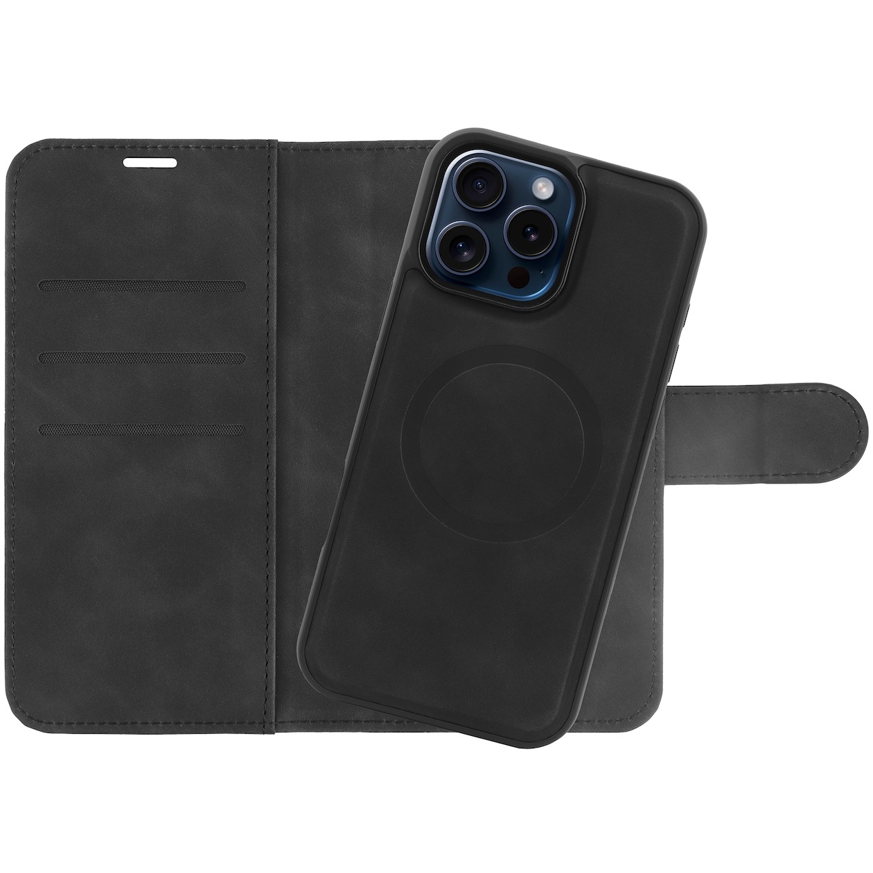 Just in Case Wallet Case 2 in 1 MagSafe voor Apple iPhone 16 Pro Max Telefoonhoesje Zwart
