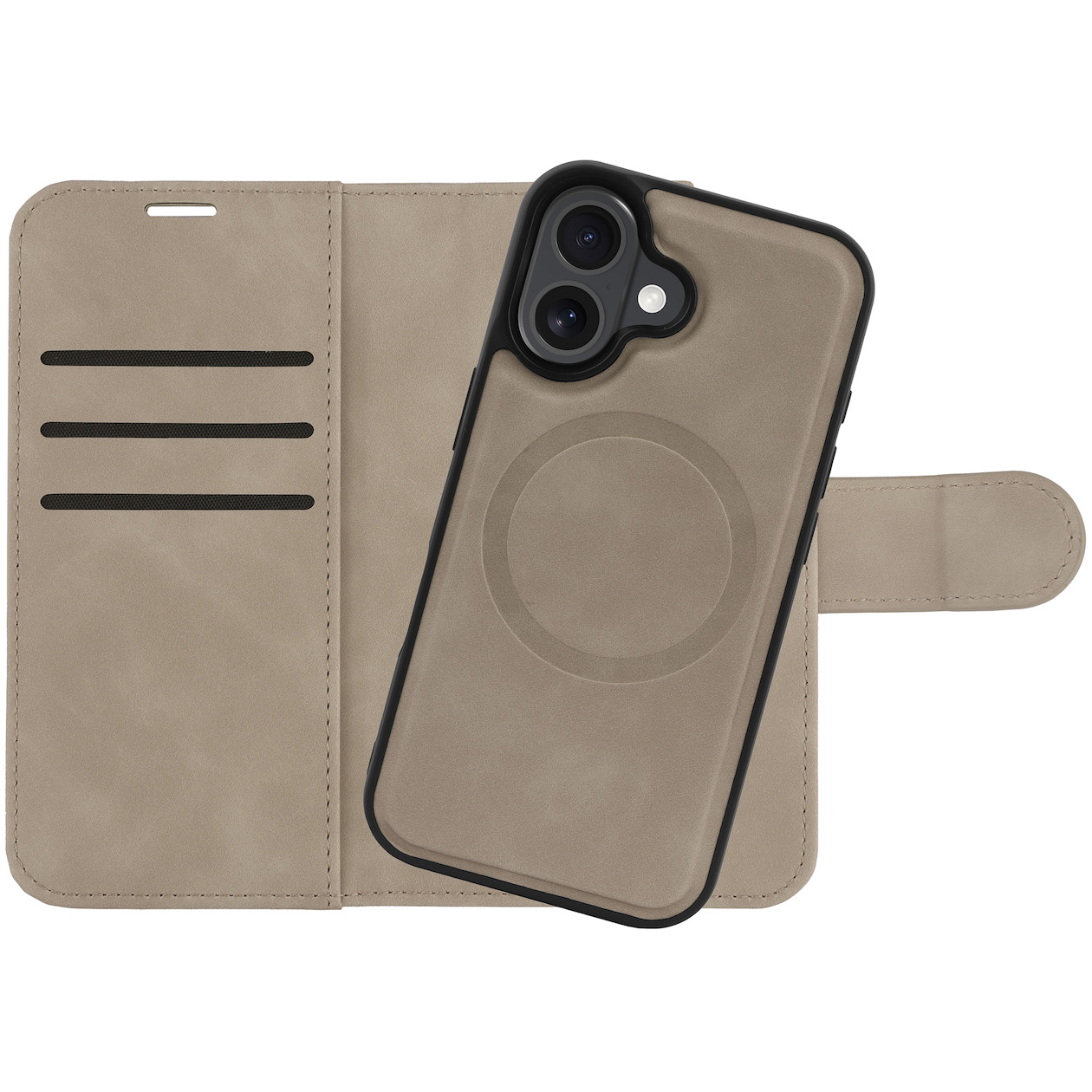 Just in Case Wallet Case 2 in 1 MagSafe voor Apple iPhone 16 Telefoonhoesje Bruin