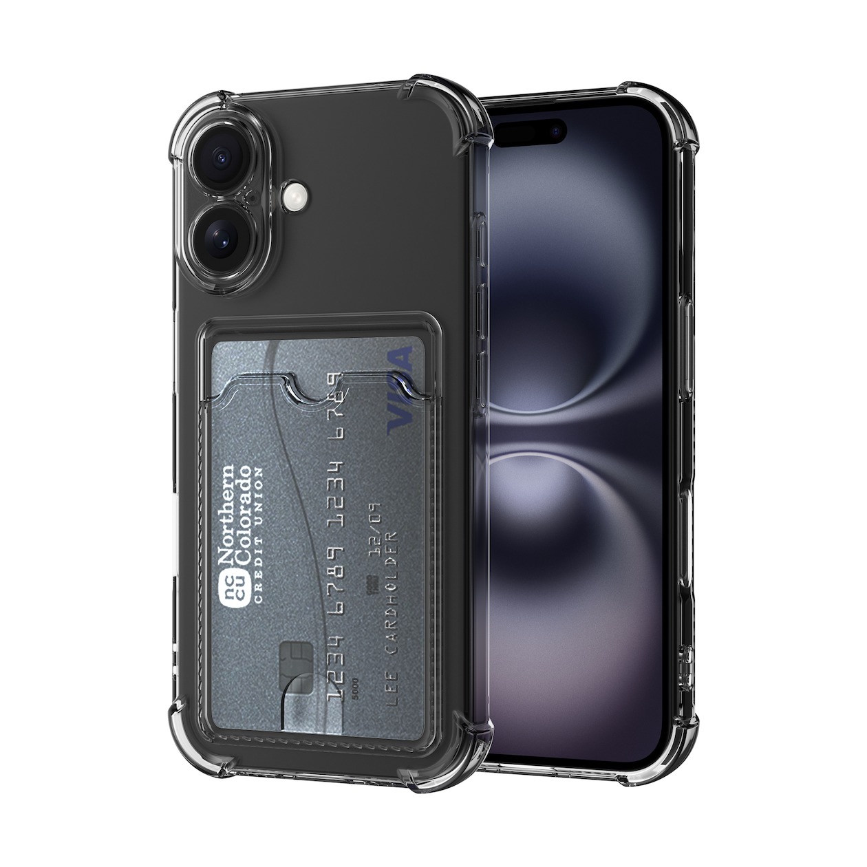 Just in Case Soft TPU Case met cardslot voor Apple iPhone 16 Telefoonhoesje Transparant
