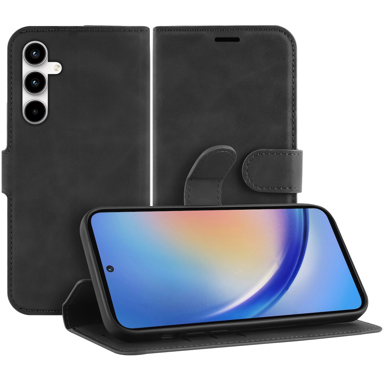 Just in Case Premium Wallet Case voor Samsung A35 Telefoonhoesje Zwart