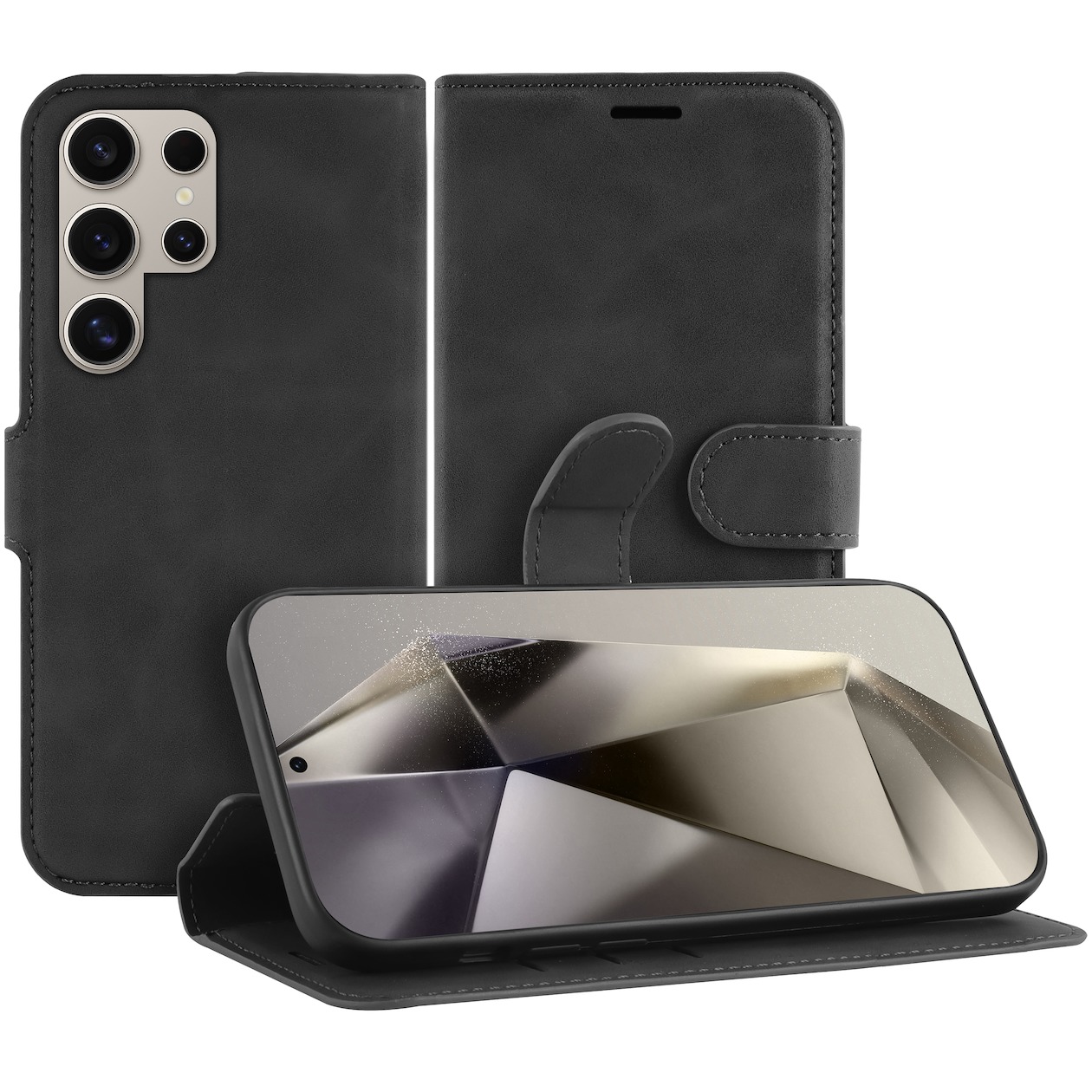 Just in Case Premium Wallet Case voor Samsung S24 Ultra Telefoonhoesje Zwart