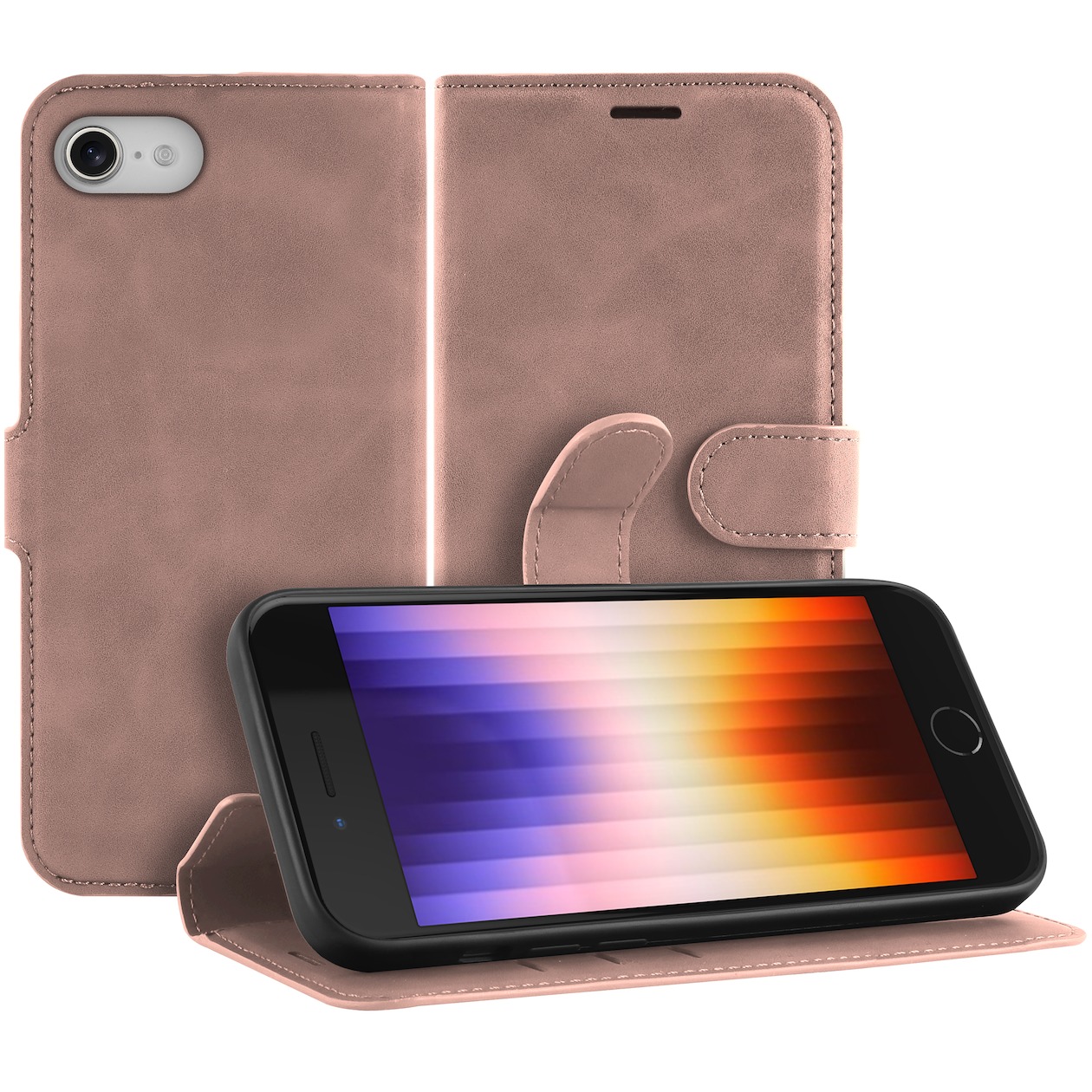 Just in Case Premium Wallet Case voor Apple iPhone SE 2022 Telefoonhoesje Roze