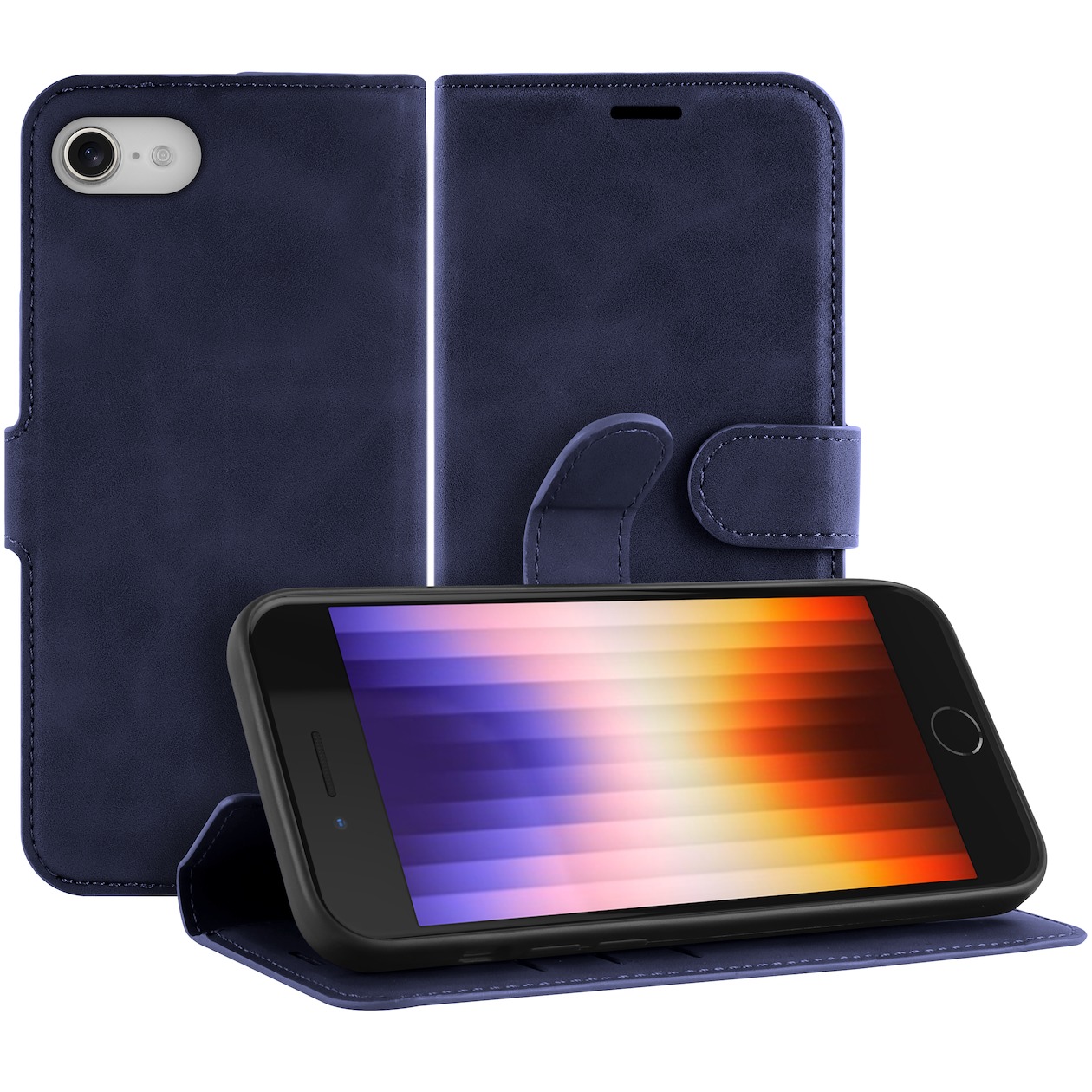 Just in Case Premium Wallet Case voor Apple iPhone SE 2022 Telefoonhoesje Blauw