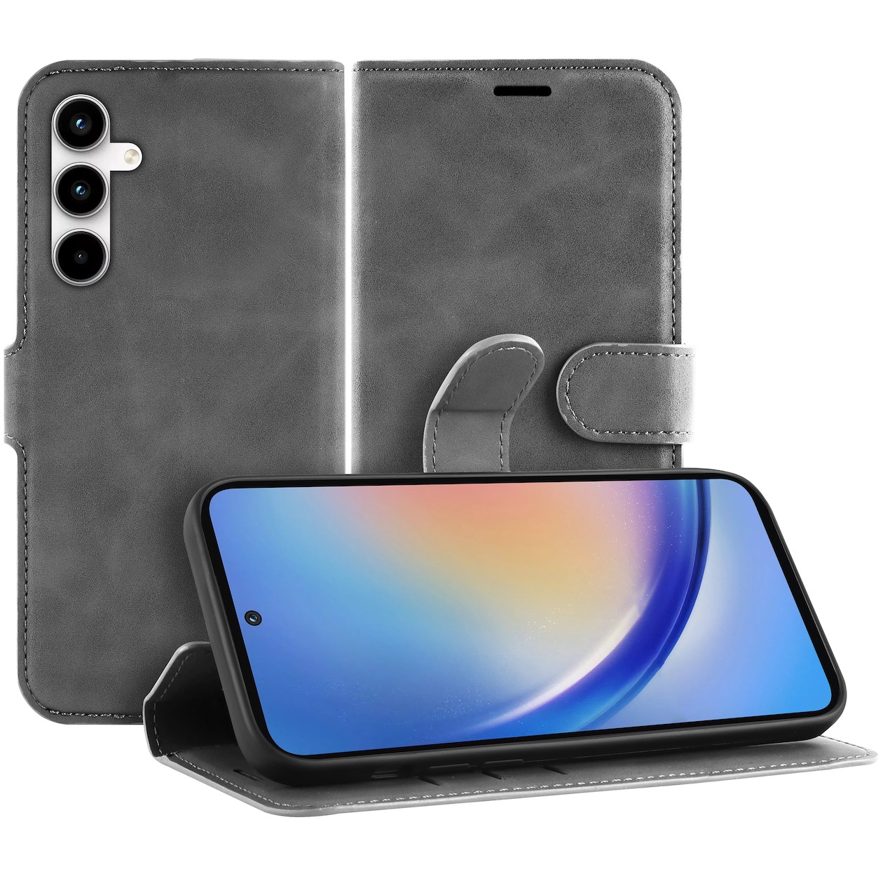 Just in Case Premium Wallet Case voor Samsung A35 Telefoonhoesje Grijs