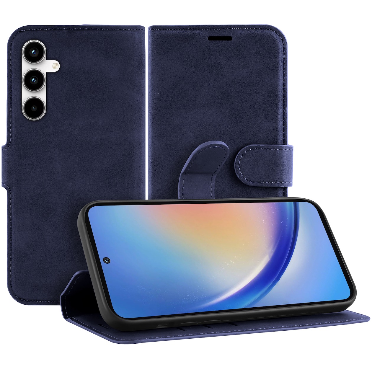 Just in Case Premium Wallet Case voor Samsung A35 Telefoonhoesje Blauw
