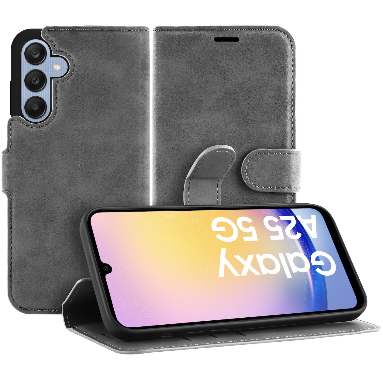 Just in Case Premium Wallet Case voor Samsung A25 Telefoonhoesje Grijs