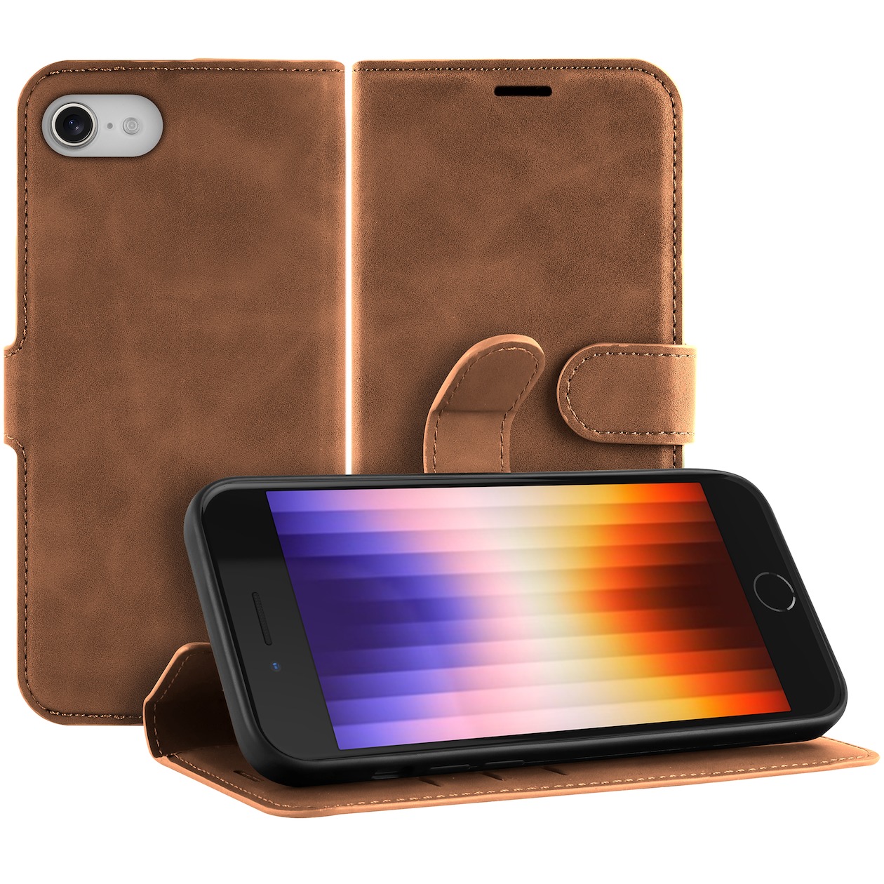 Just in Case Premium Wallet Case voor Apple iPhone SE 2022 Telefoonhoesje Bruin
