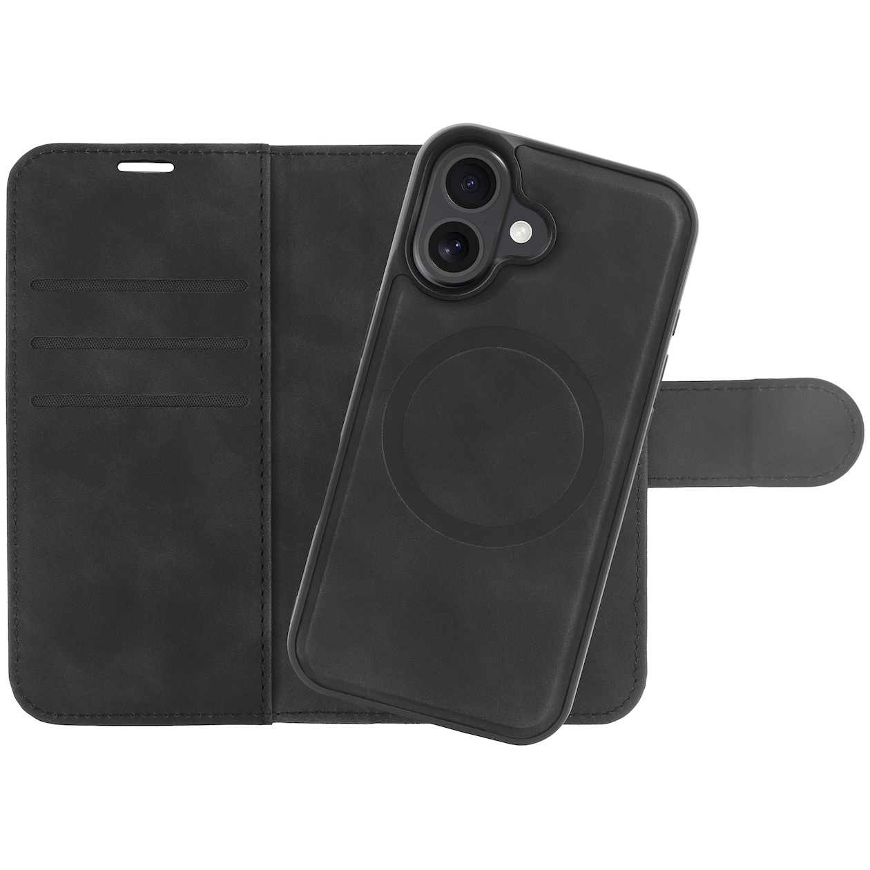 Just in Case Wallet Case 2 in 1 MagSafe voor Apple iPhone 16 Plus Telefoonhoesje Zwart
