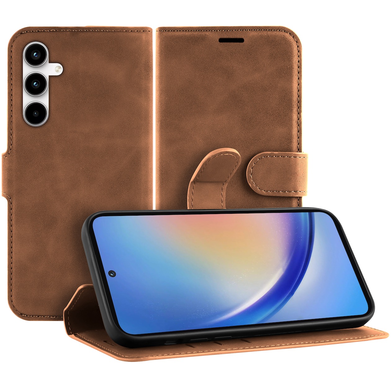 Just in Case Premium Wallet Case voor Samsung A35 Telefoonhoesje Bruin