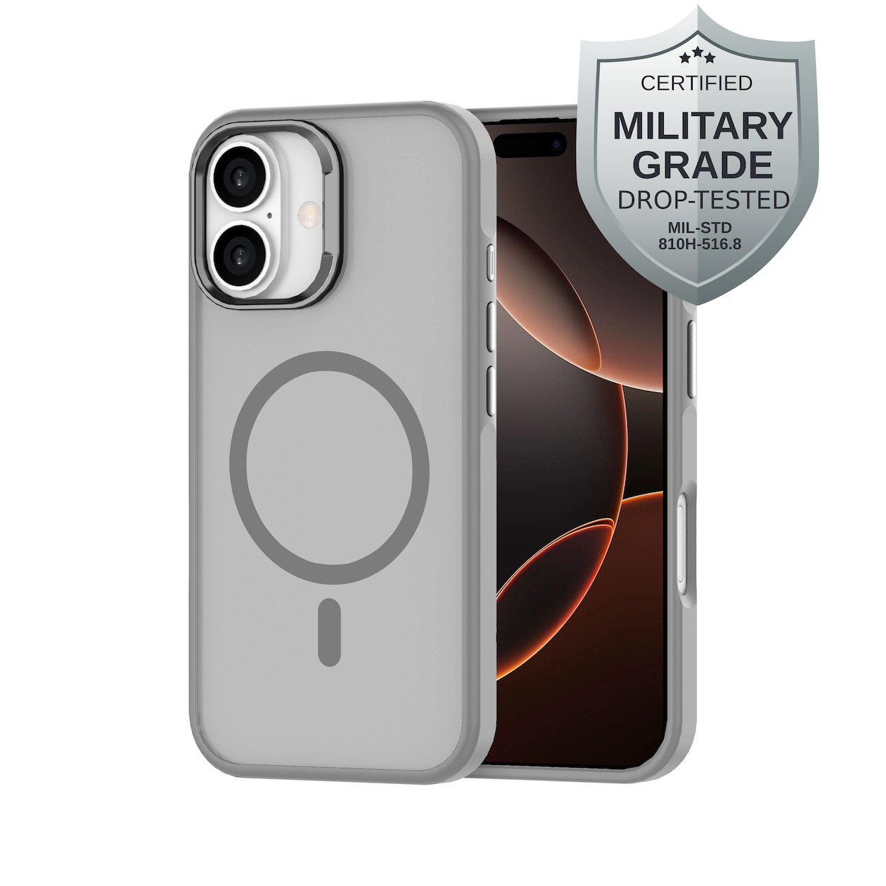 Just in Case Military Grade Case MagSafe voor Apple iPhone 16 Telefoonhoesje Grijs